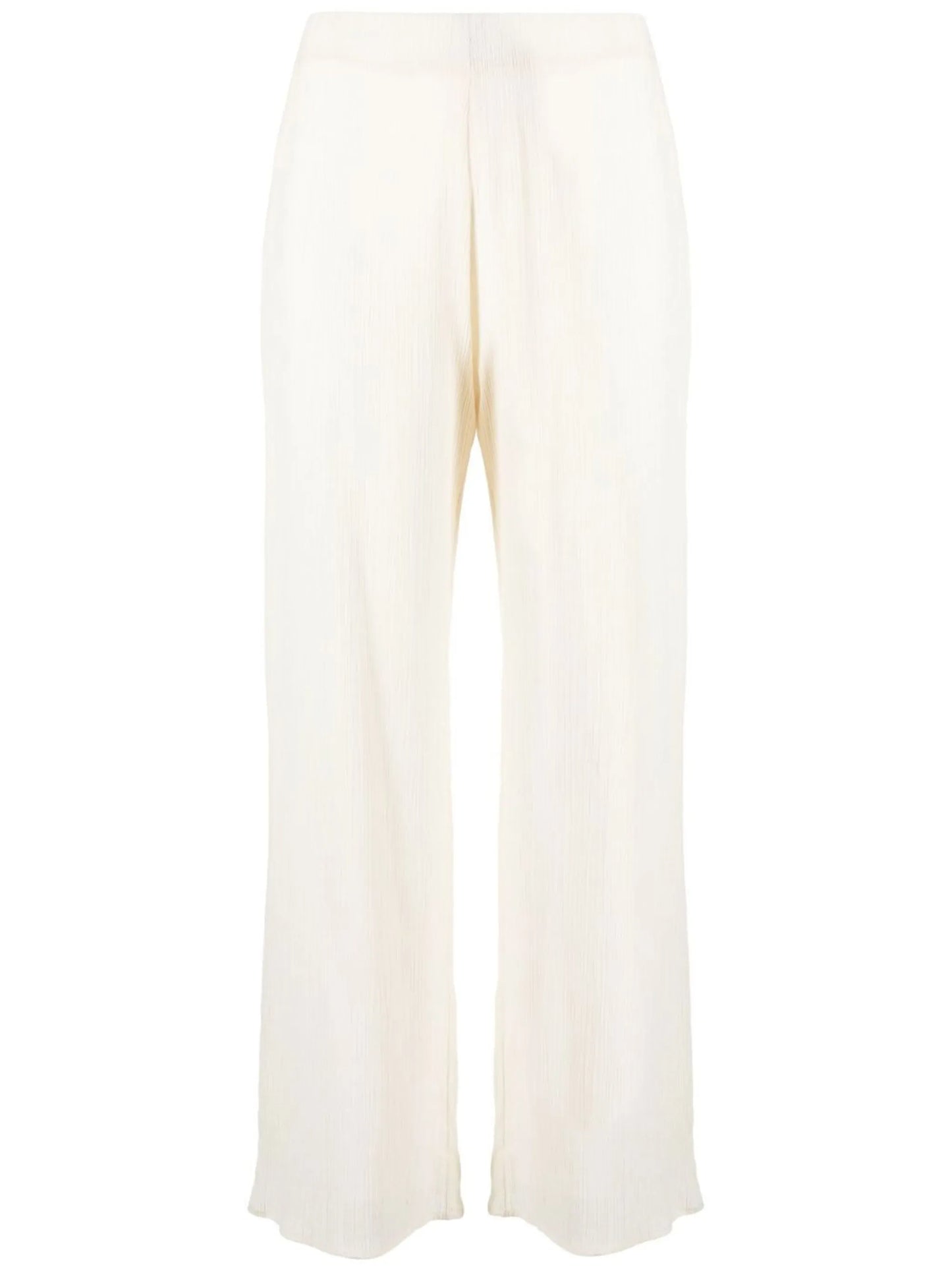 crinkle-effect straight-leg trousers