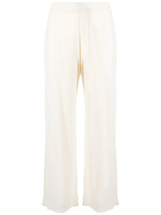crinkle-effect straight-leg trousers