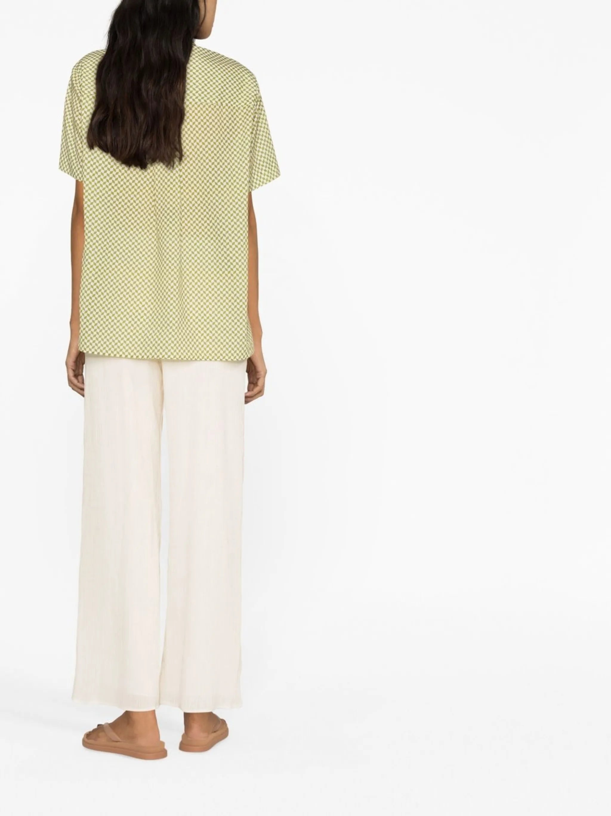 crinkle-effect straight-leg trousers