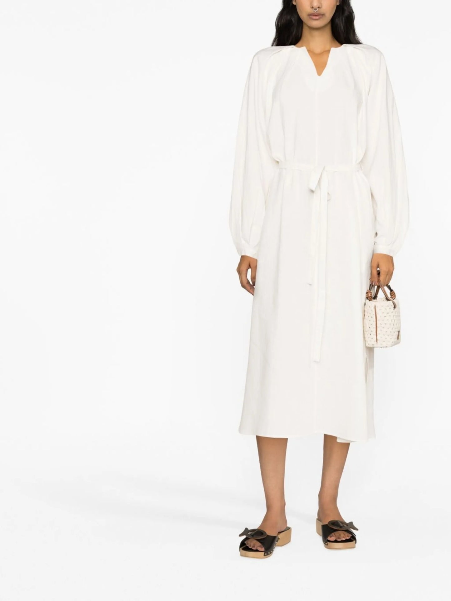 V-neck midi dress