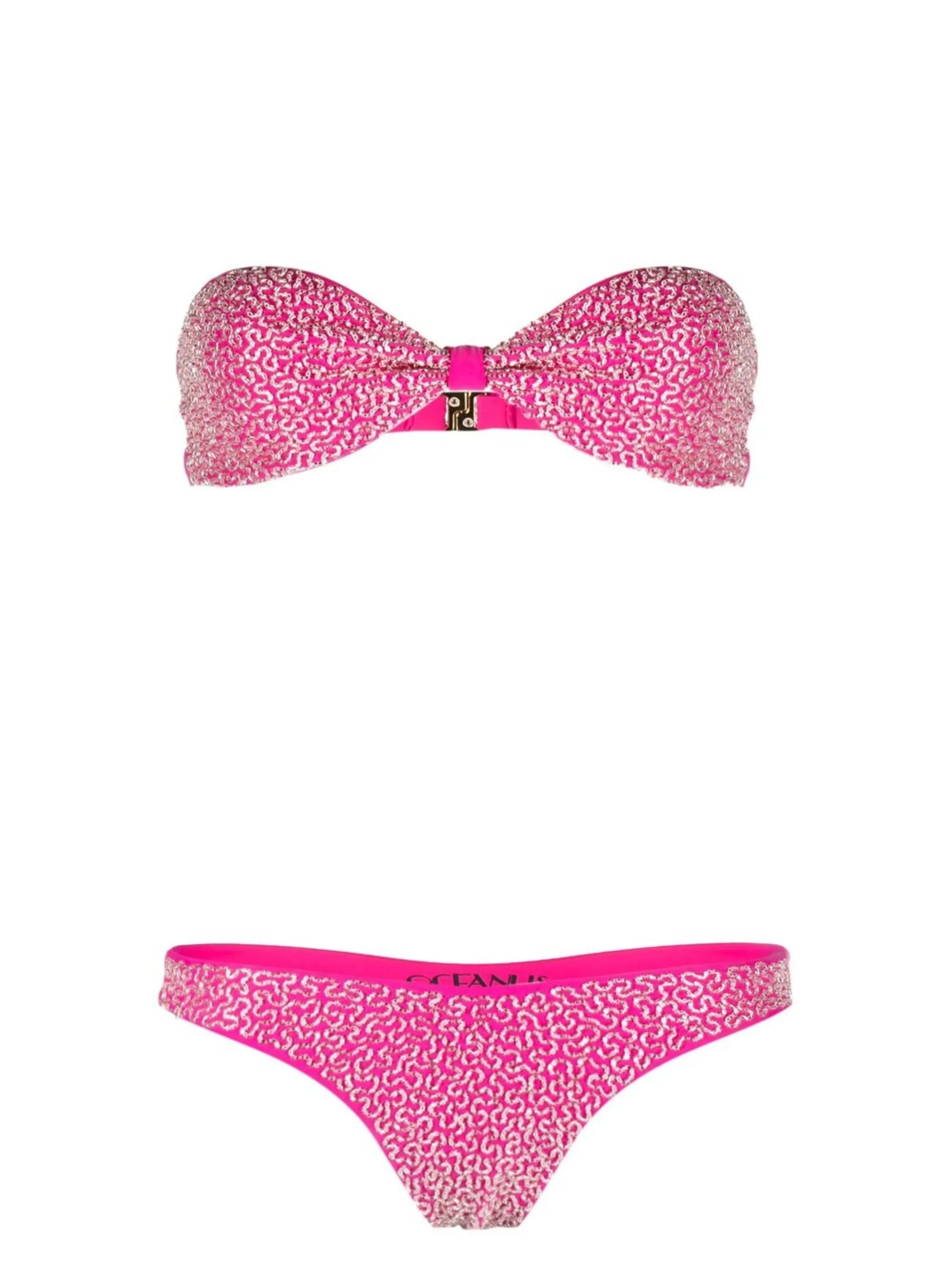 Sandy bead-embellished bandeau bikini