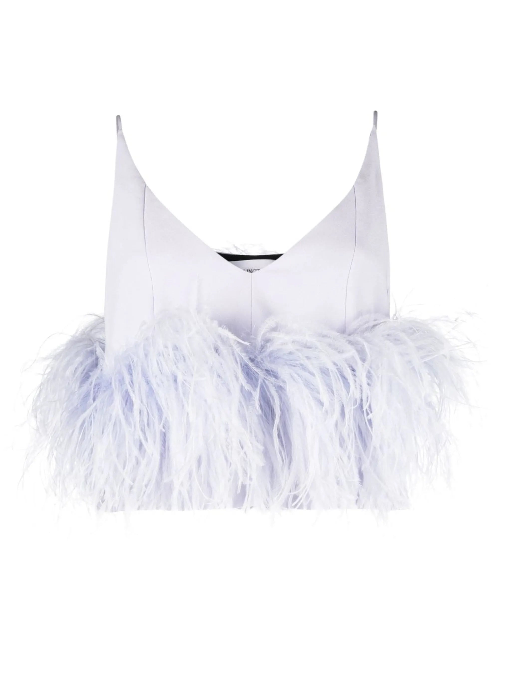 Poppy cropped feather-trim camisole
