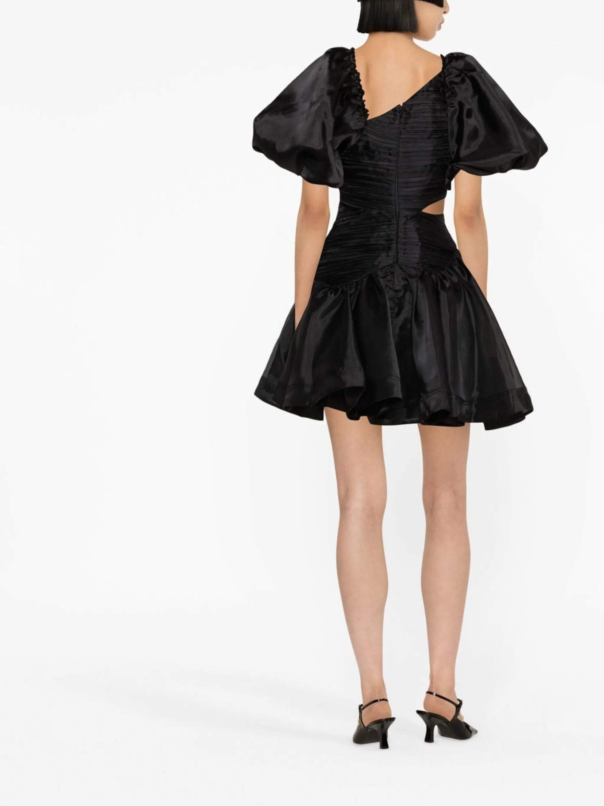 Joan asymmetric puff-sleeves dress