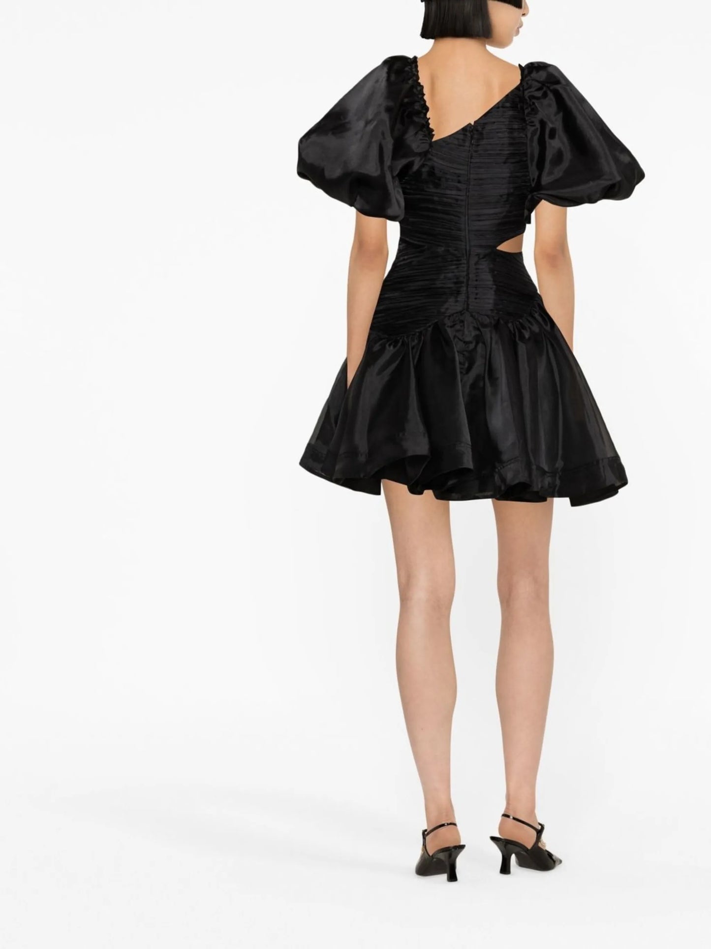 Joan asymmetric puff-sleeves dress