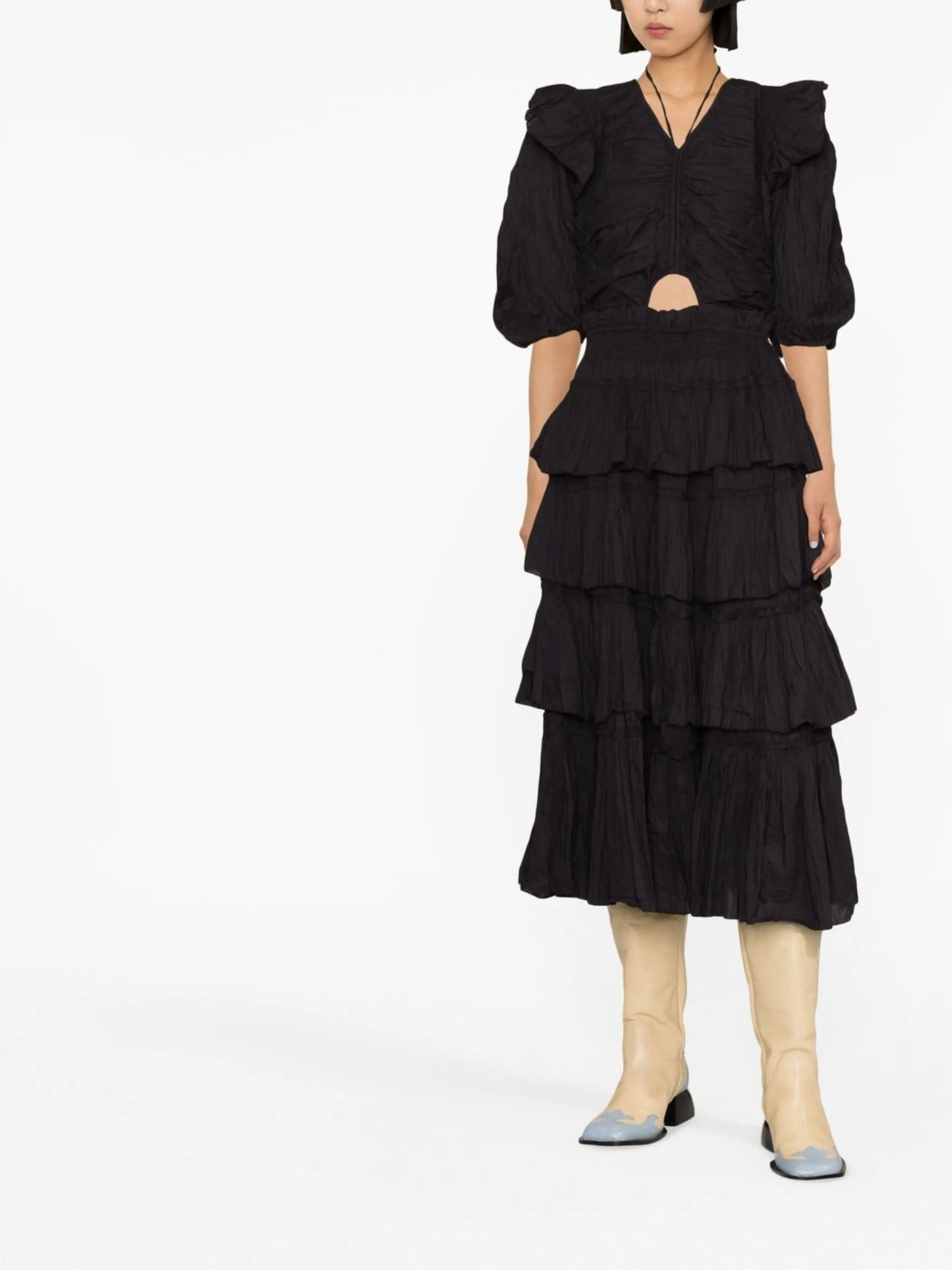 short-sleeve tiered dress