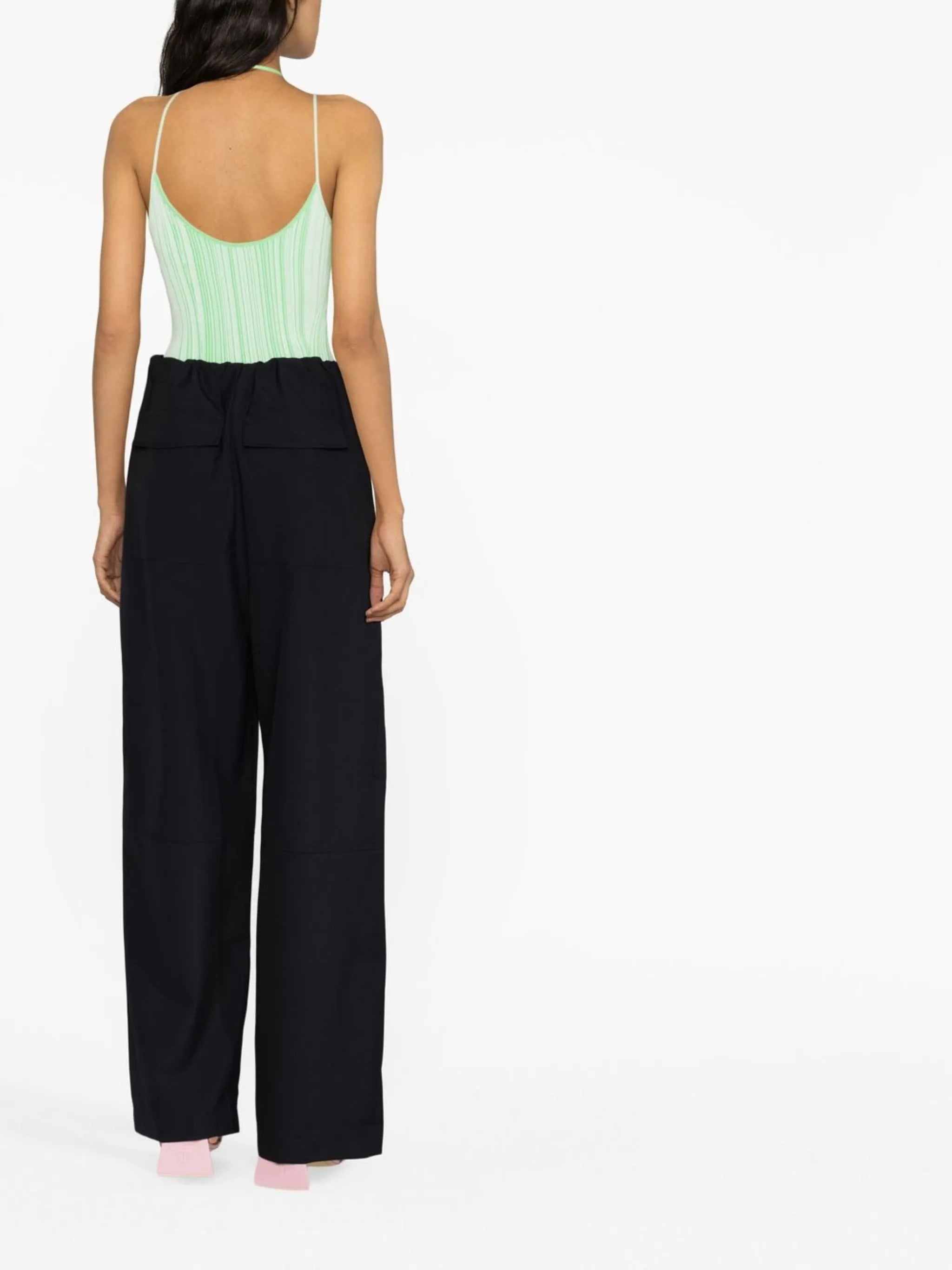 high-waisted straight-leg trousers