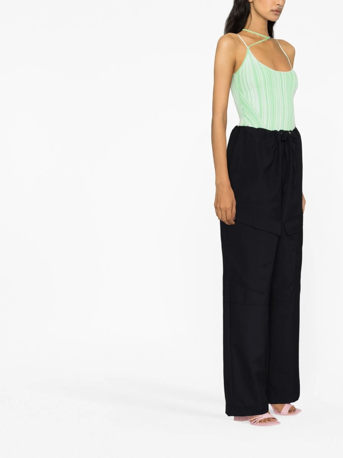 high-waisted straight-leg trousers