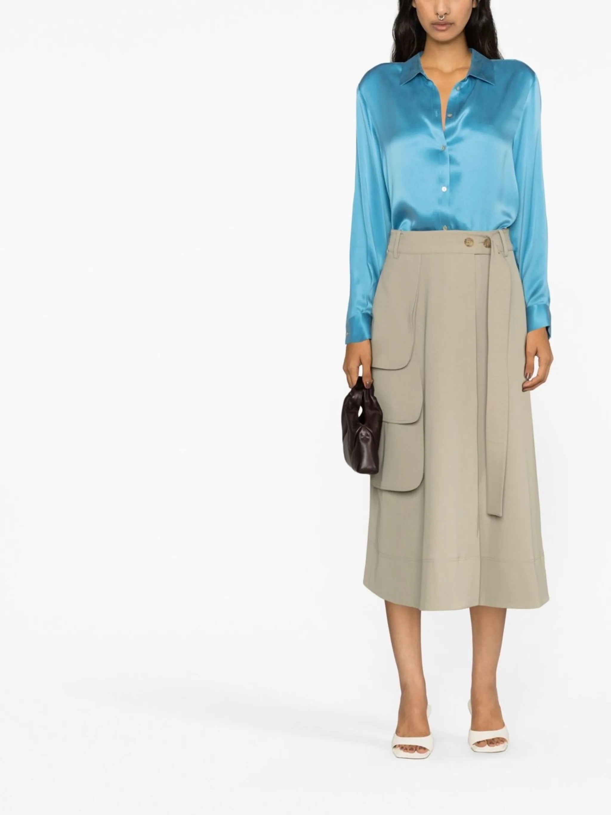 Nomi wrap midi skirt