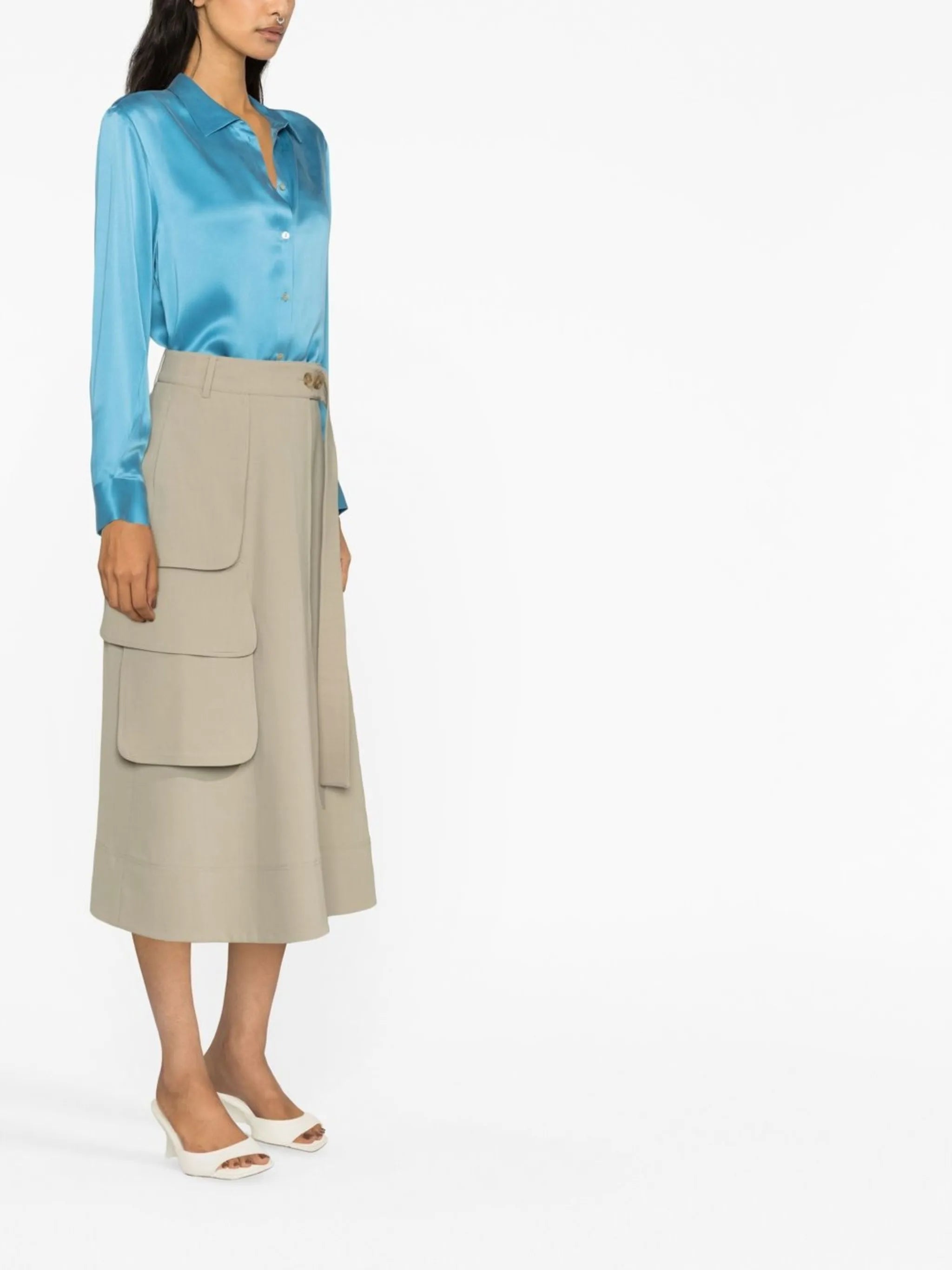 Nomi wrap midi skirt