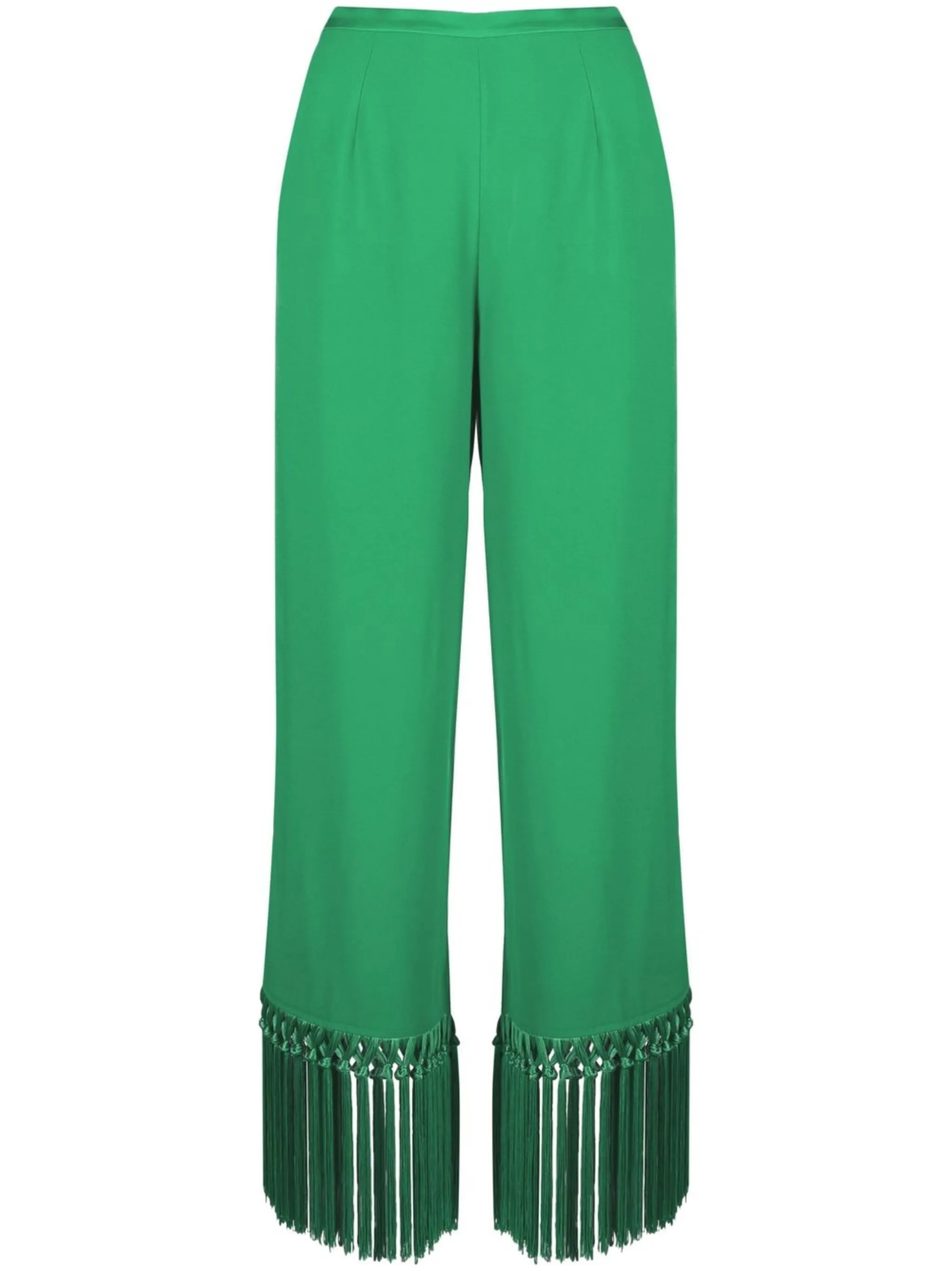 straight-leg fringe-trim trousers