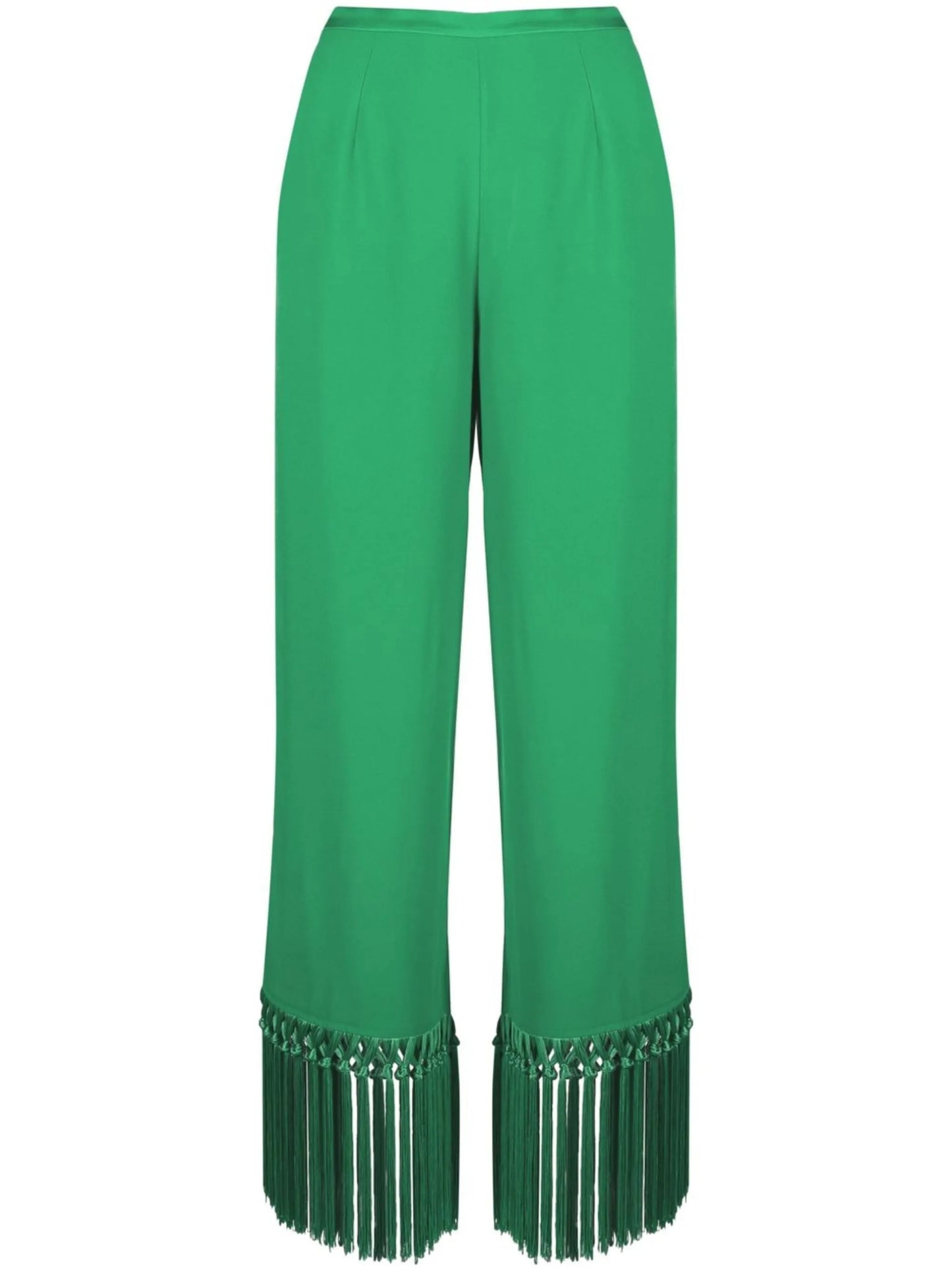 straight-leg fringe-trim trousers