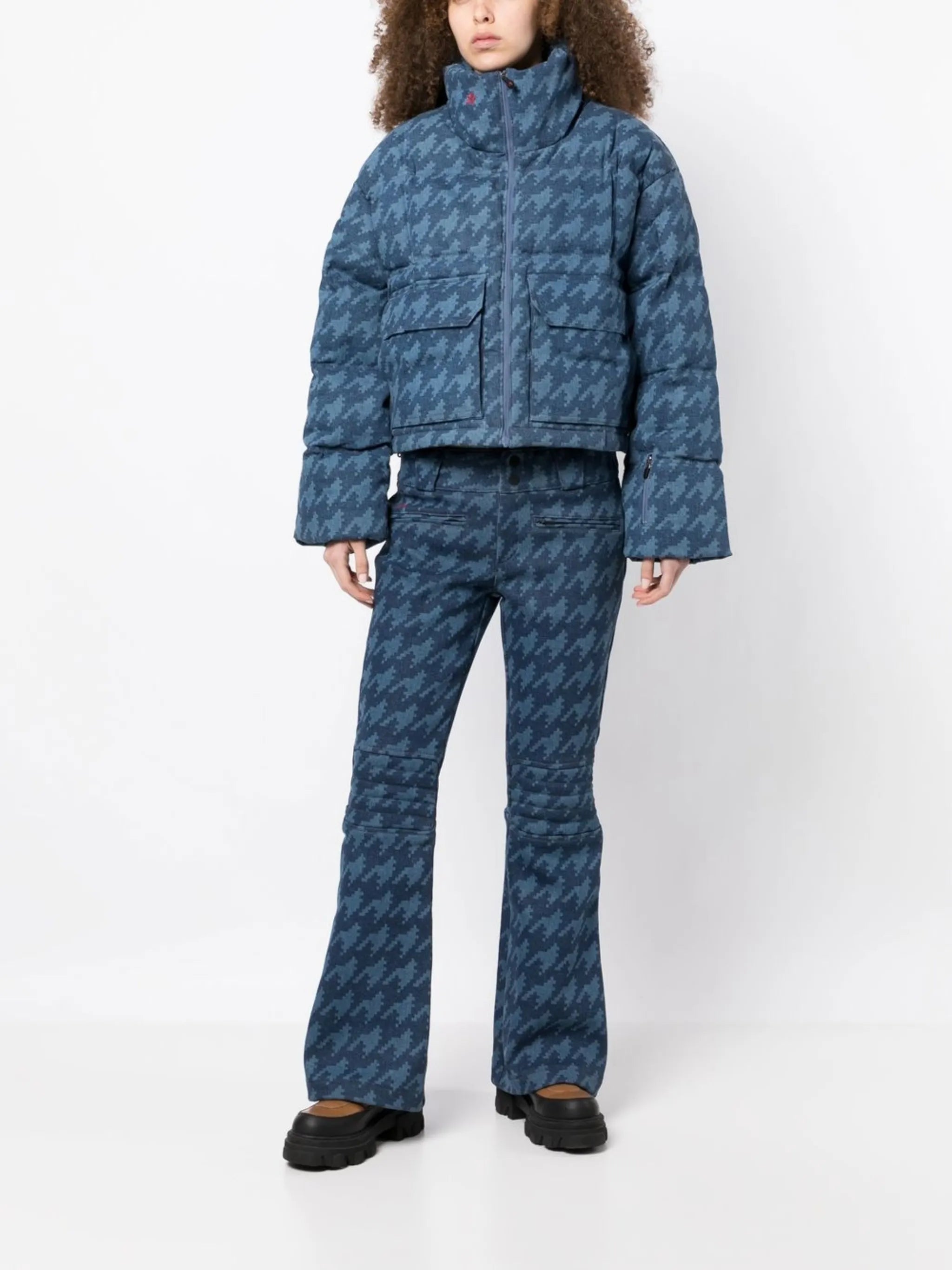 Auroral denim  flare ski trousers