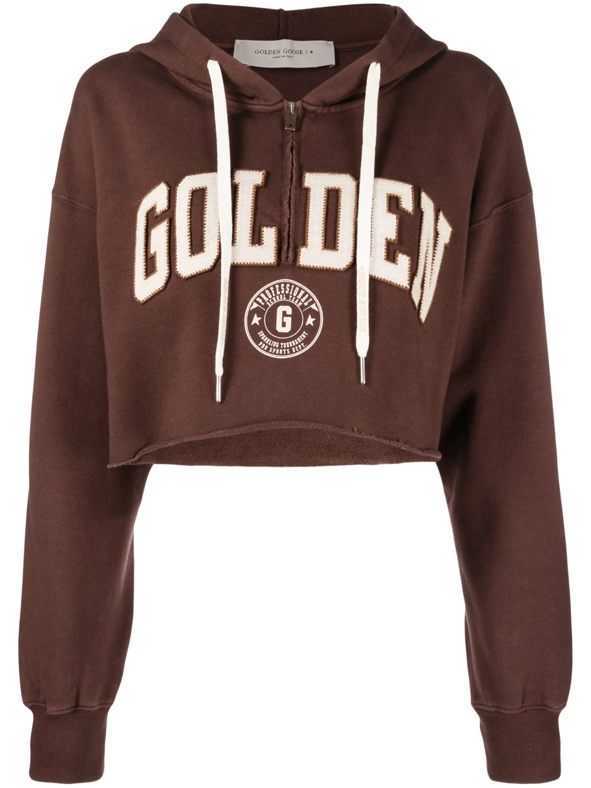 logo-patch cropped hoodie