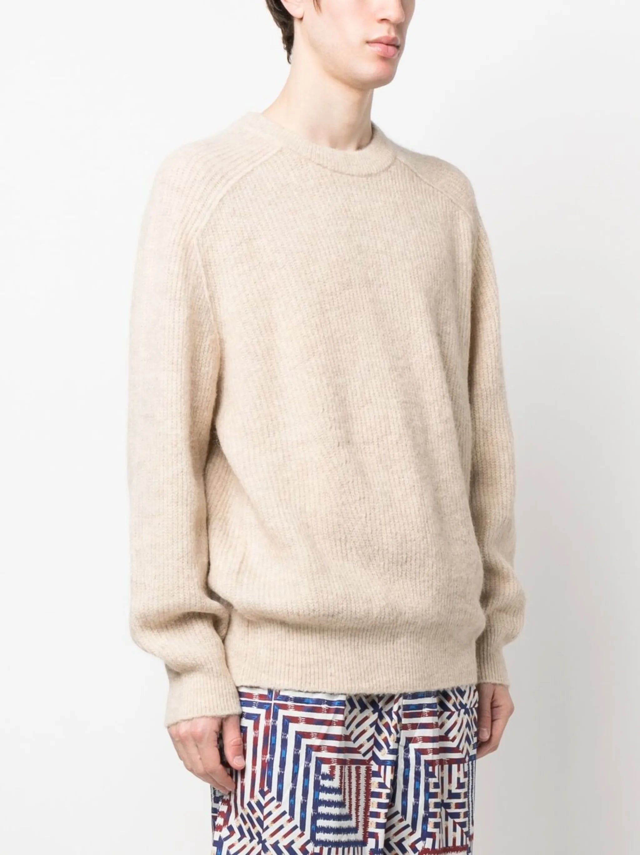 ribbed-knit crew neck jumper