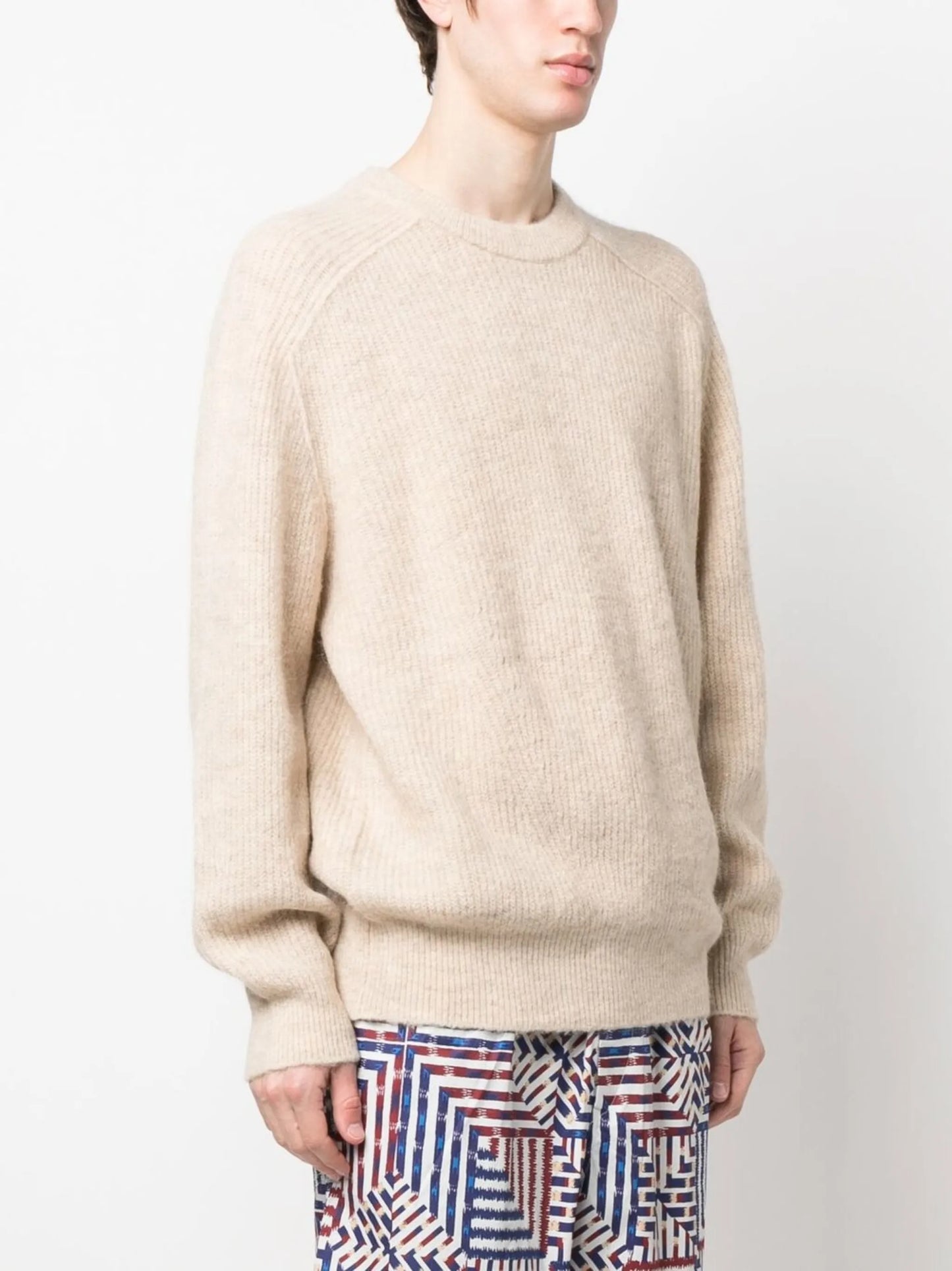 ribbed-knit crew neck jumper