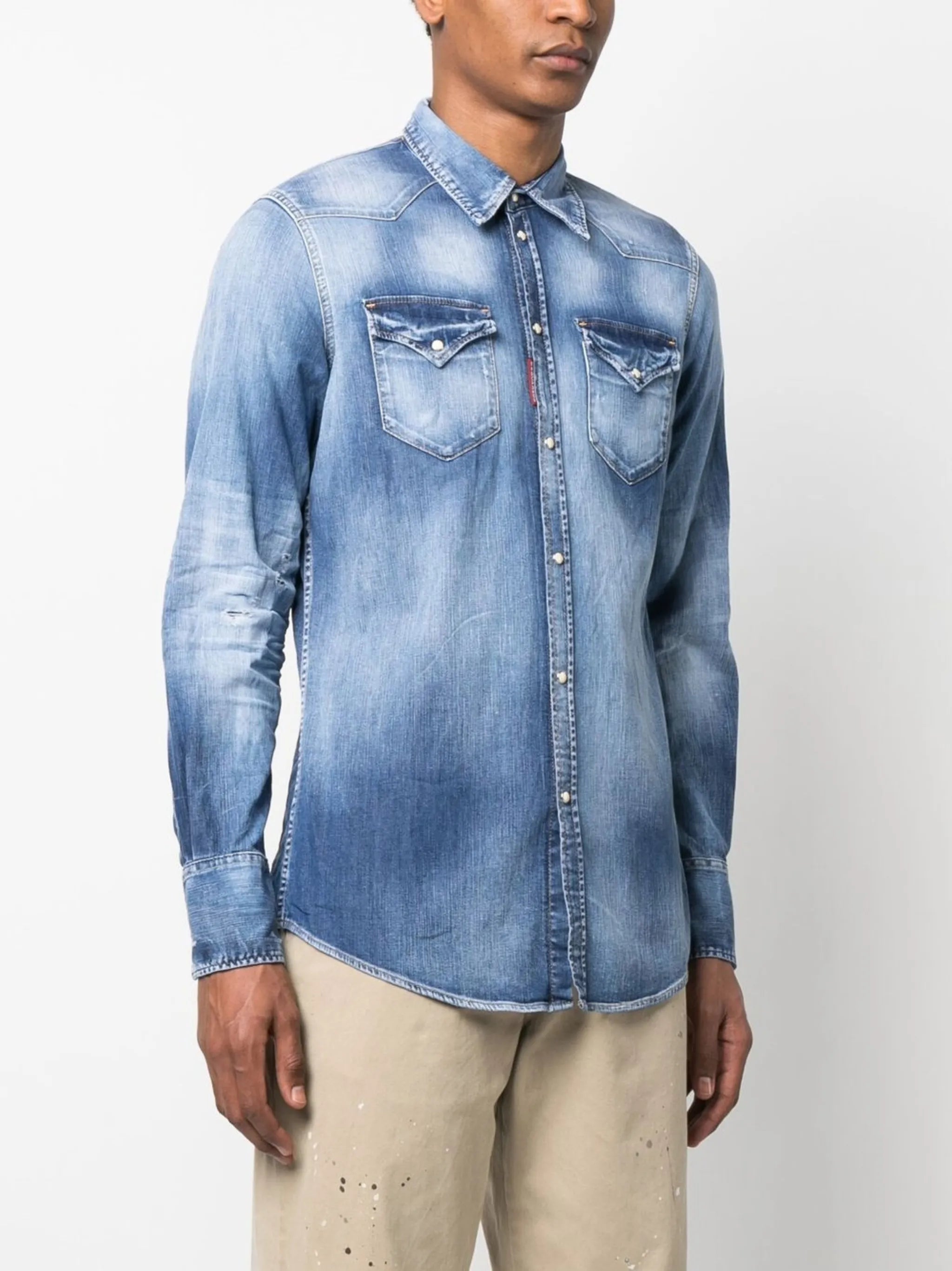 light wash long-sleeve shirt