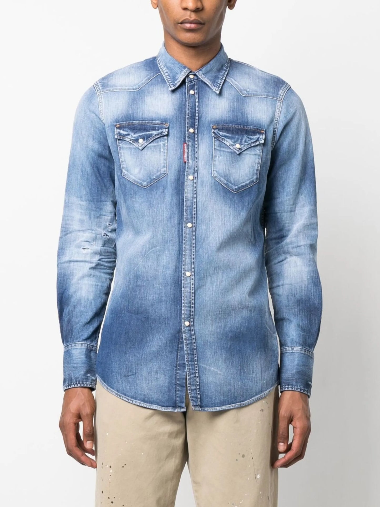light wash long-sleeve shirt