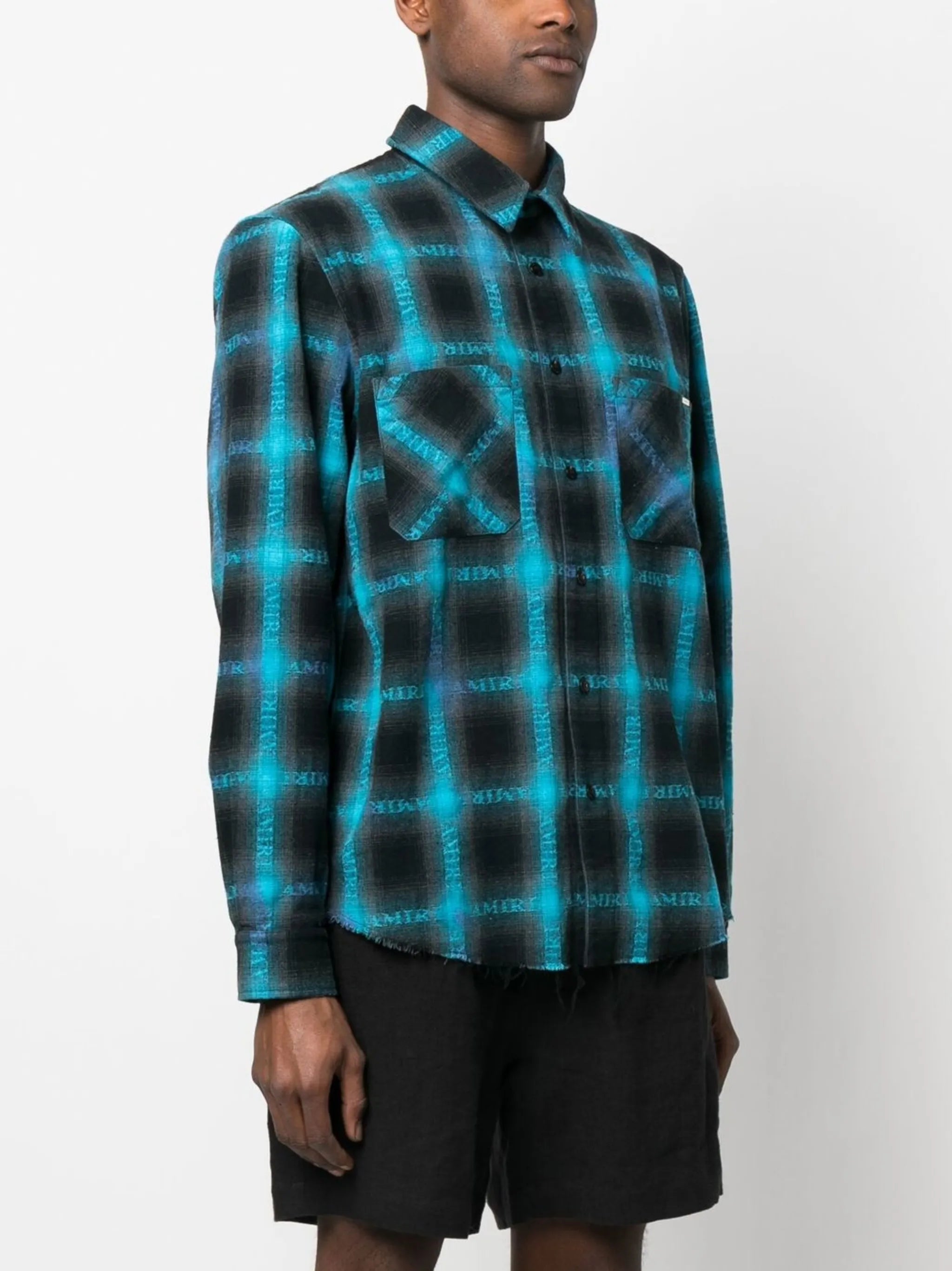 plaid logo-print shirt