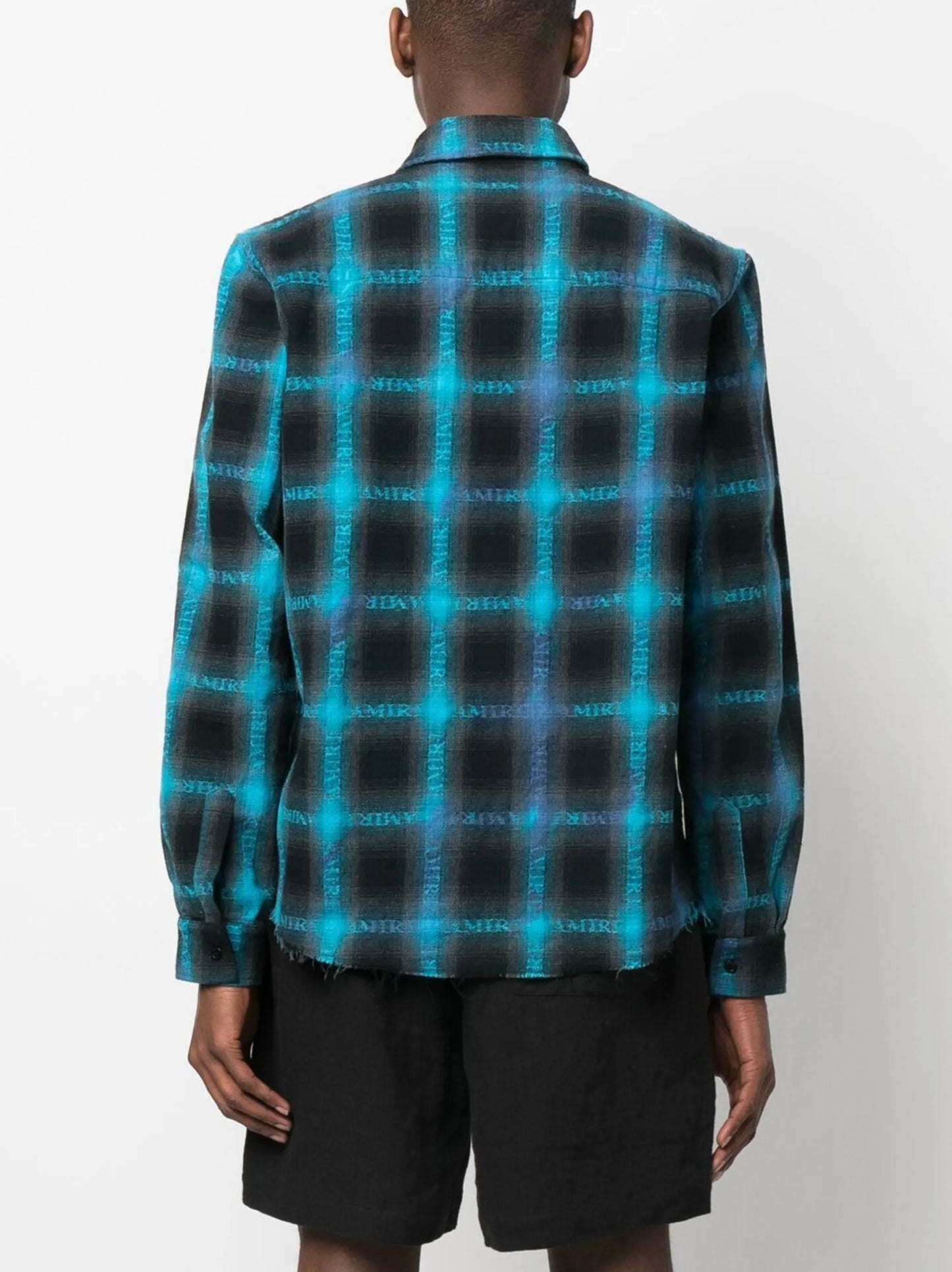 plaid logo-print shirt