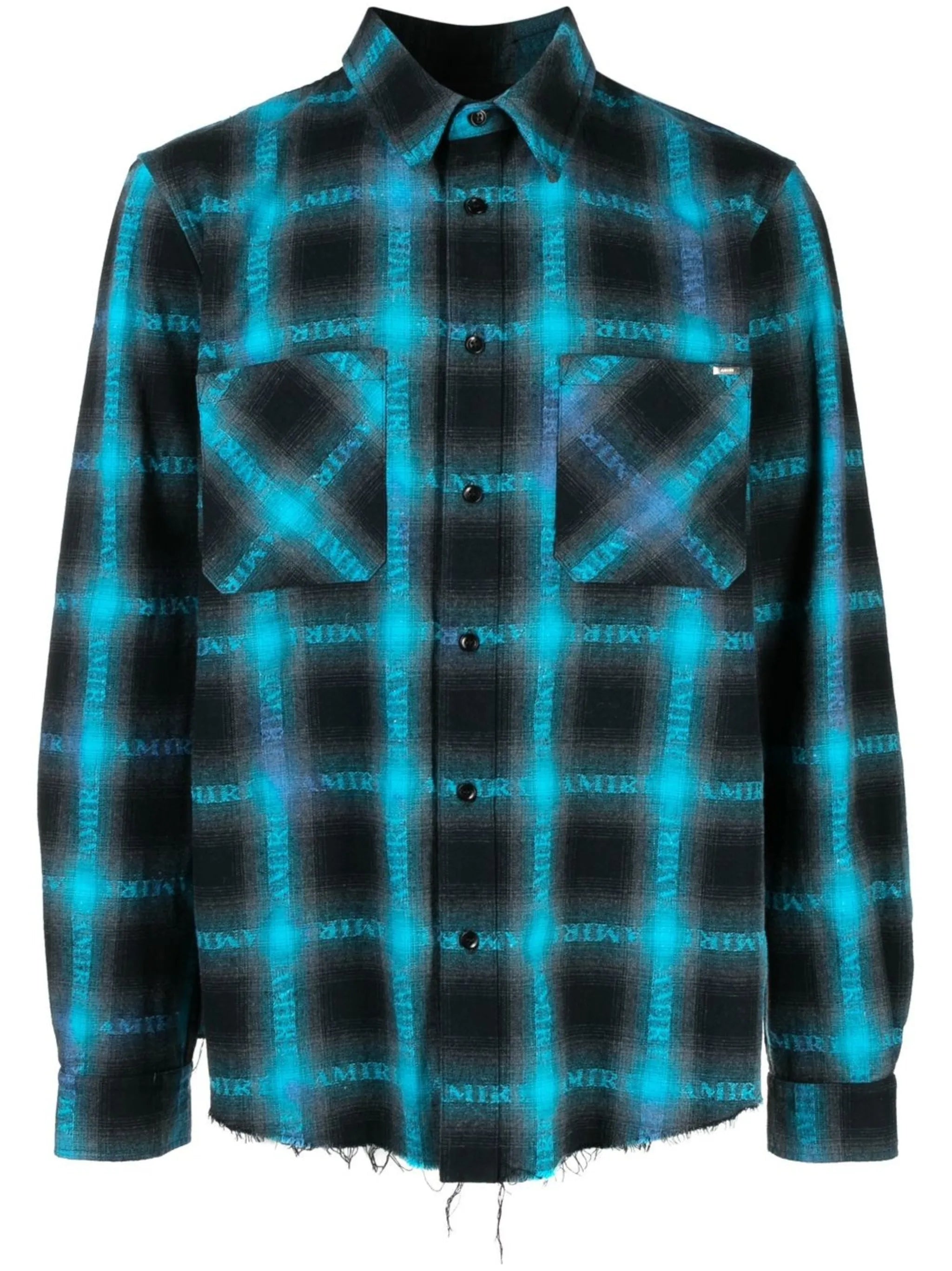 plaid logo-print shirt