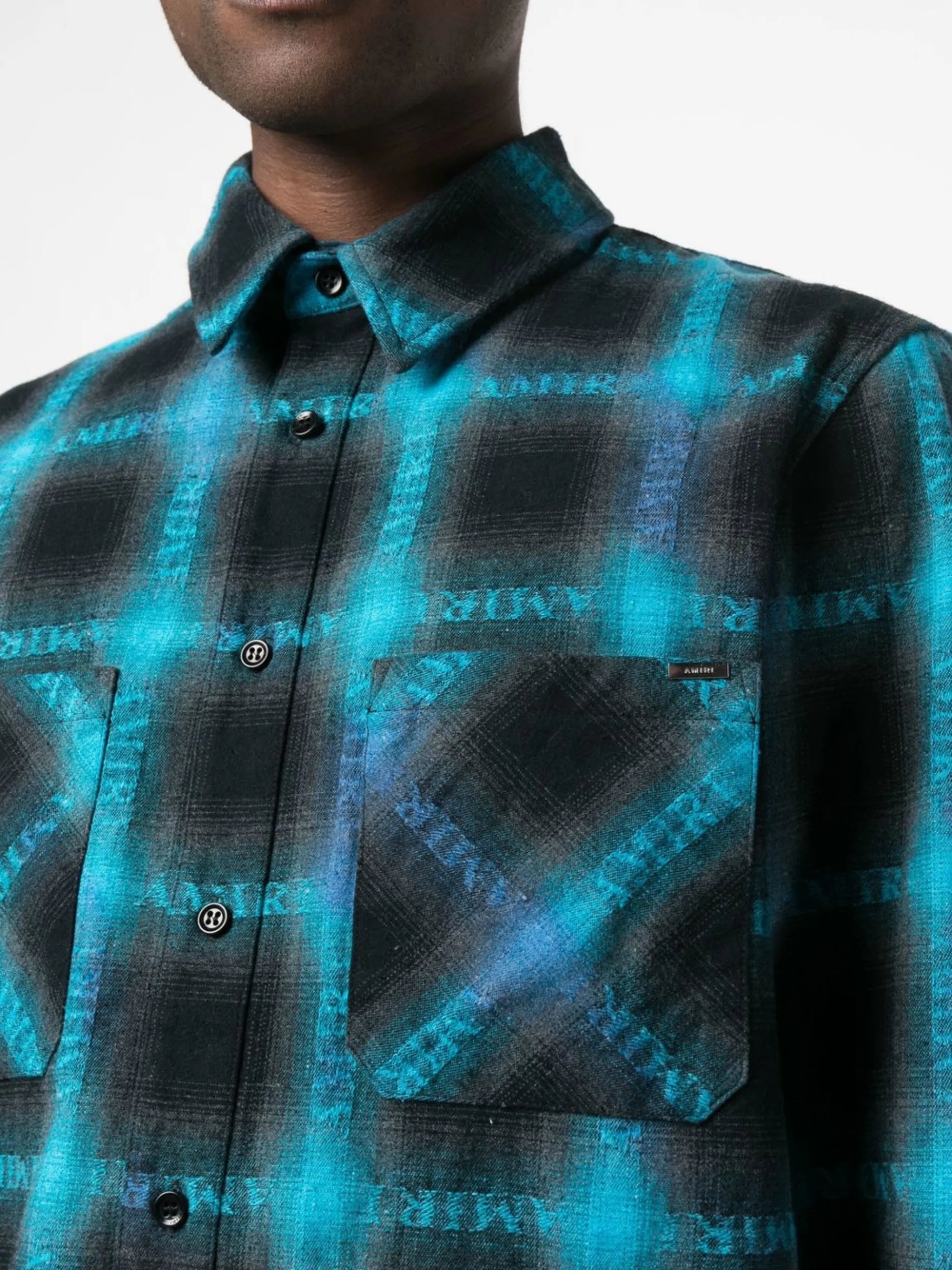 plaid logo-print shirt