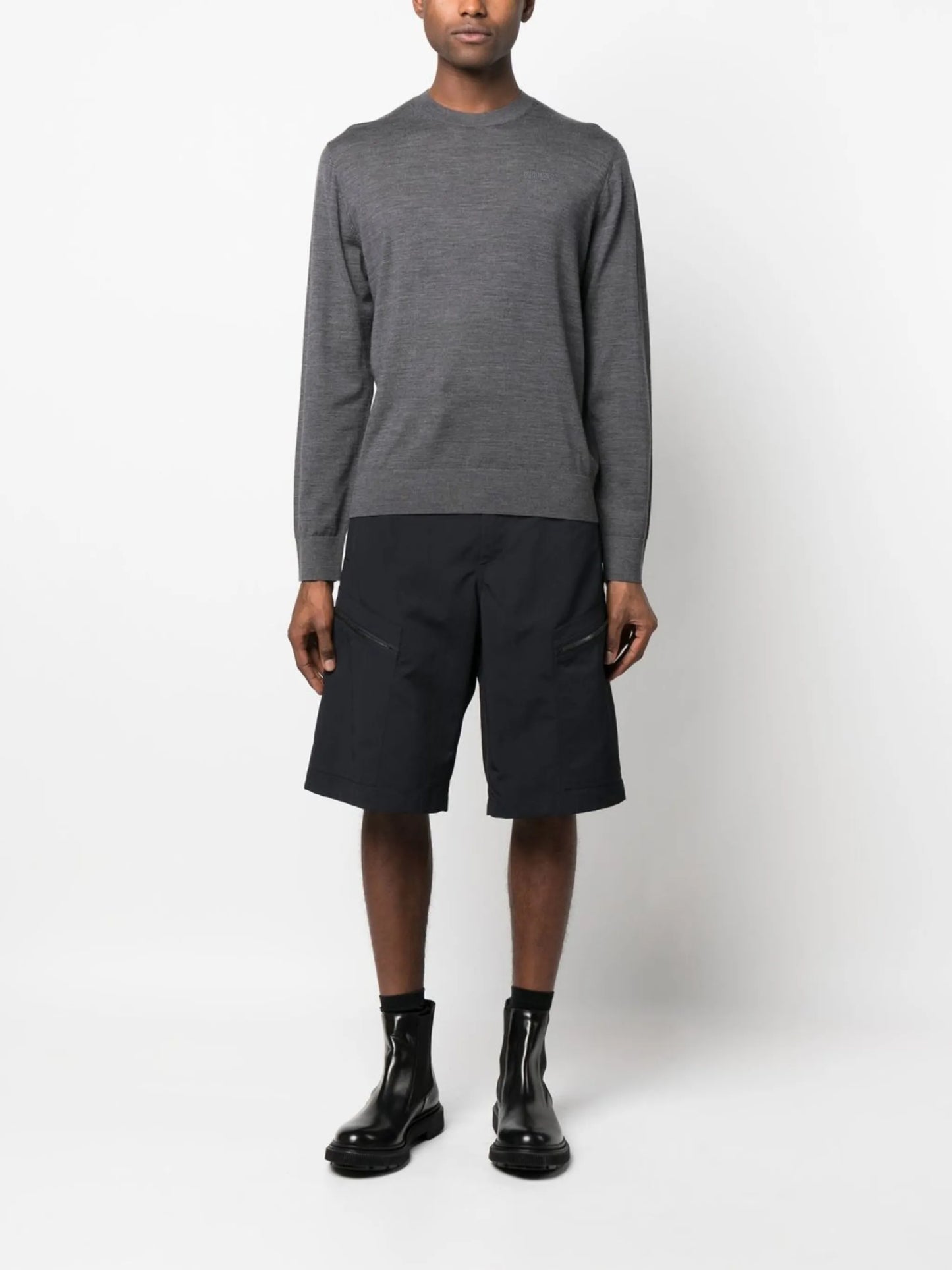 logo-print knitted jumper