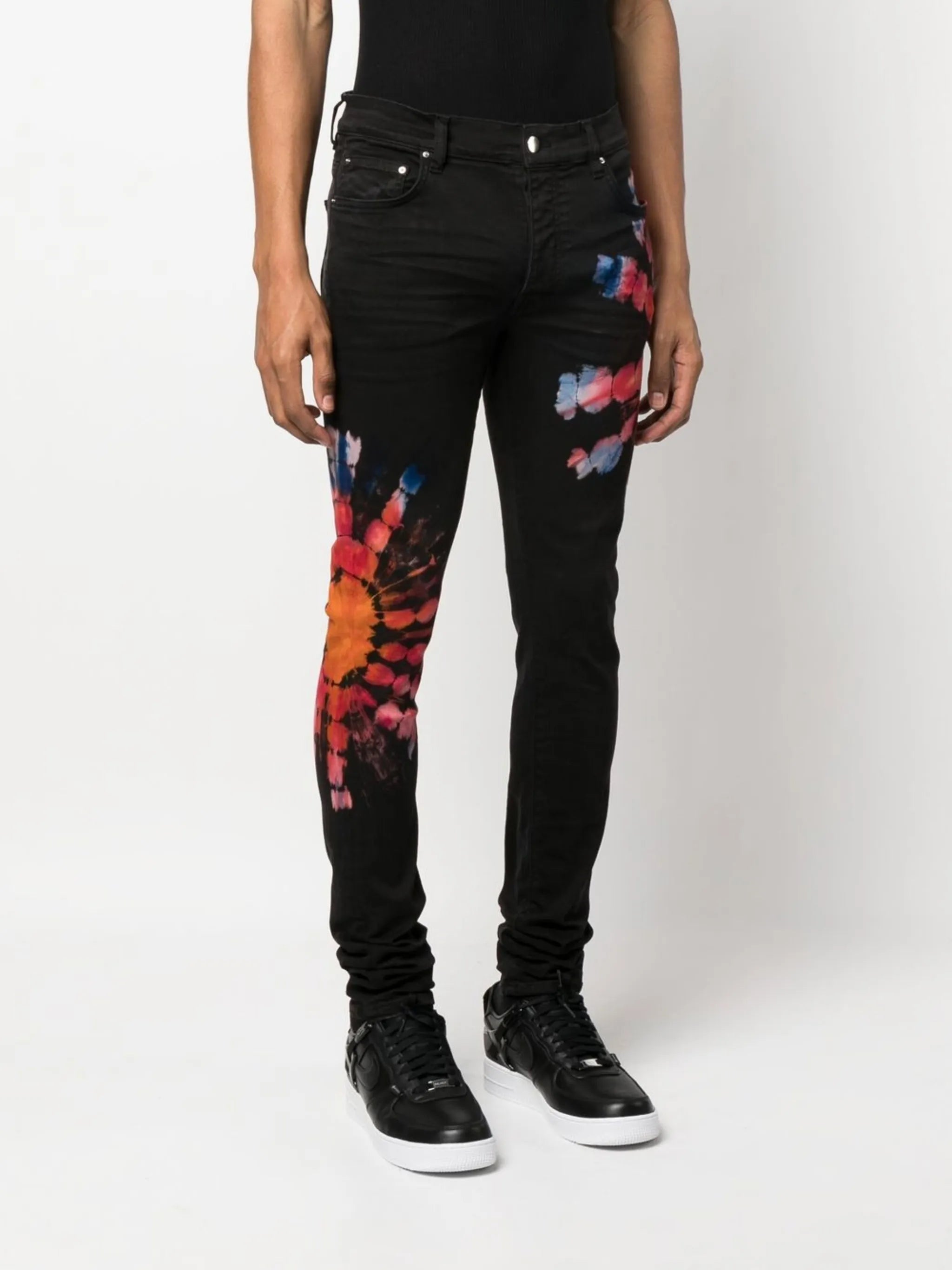 tie-dye print skinny jeans