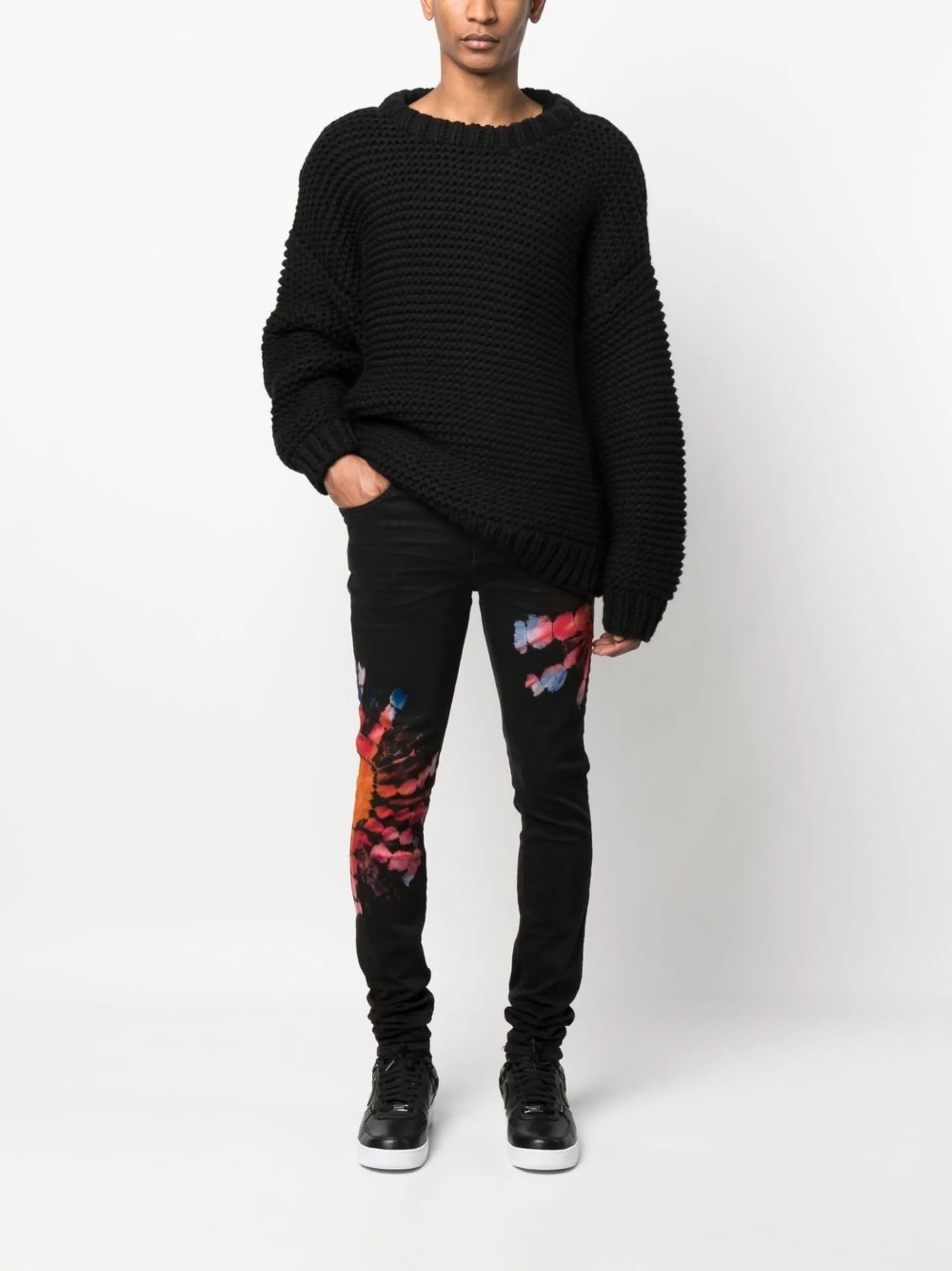 tie-dye print skinny jeans