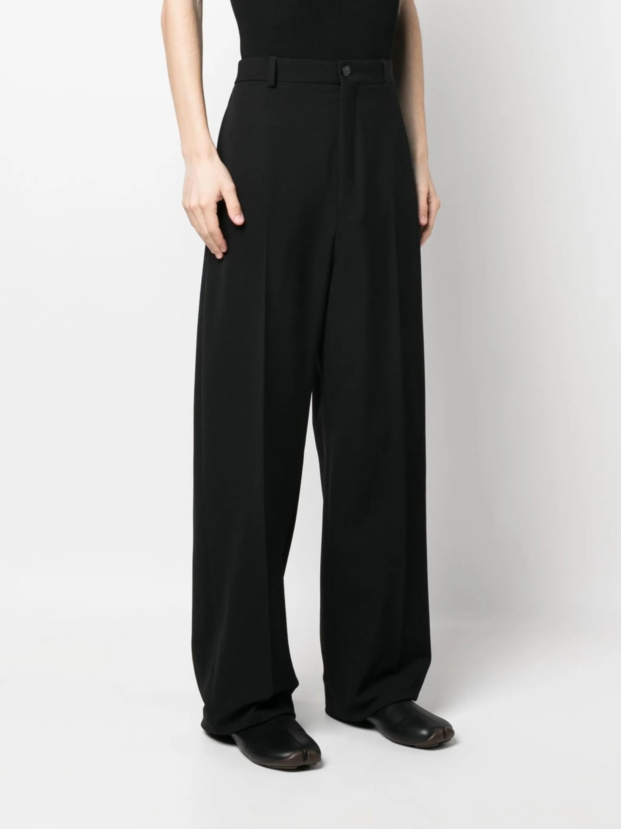 high-waisted straight-leg trousers