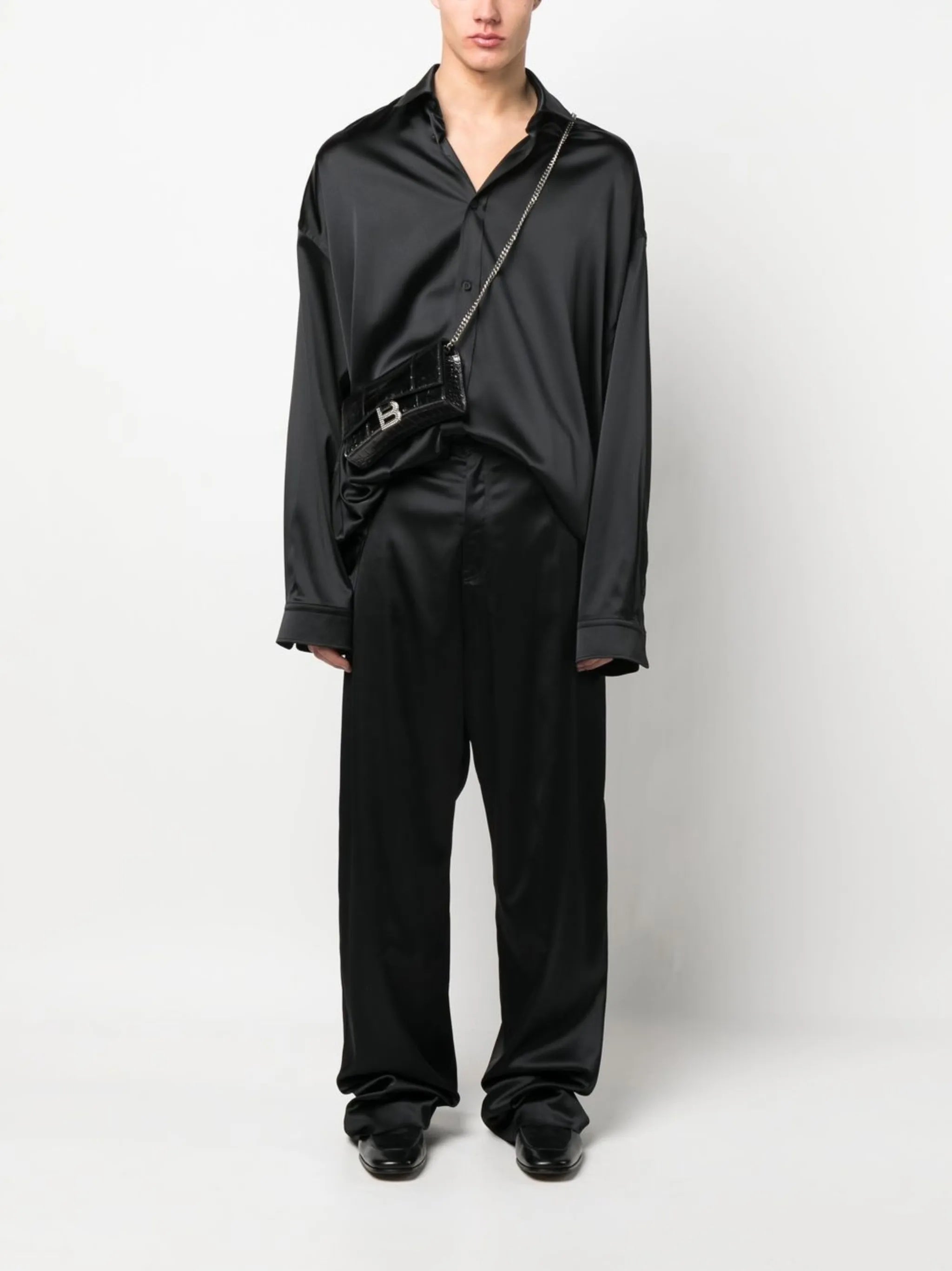 loose-cut stretch-satin trousers