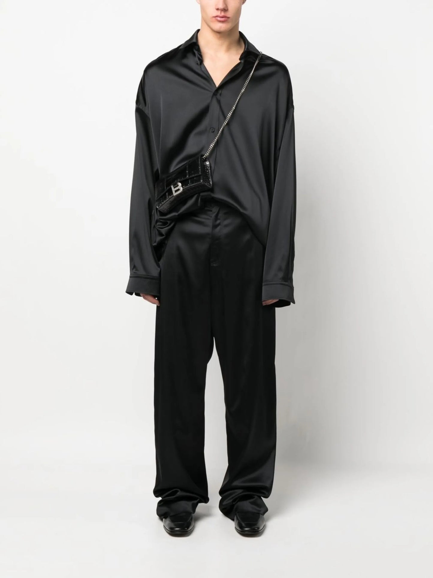 loose-cut stretch-satin trousers