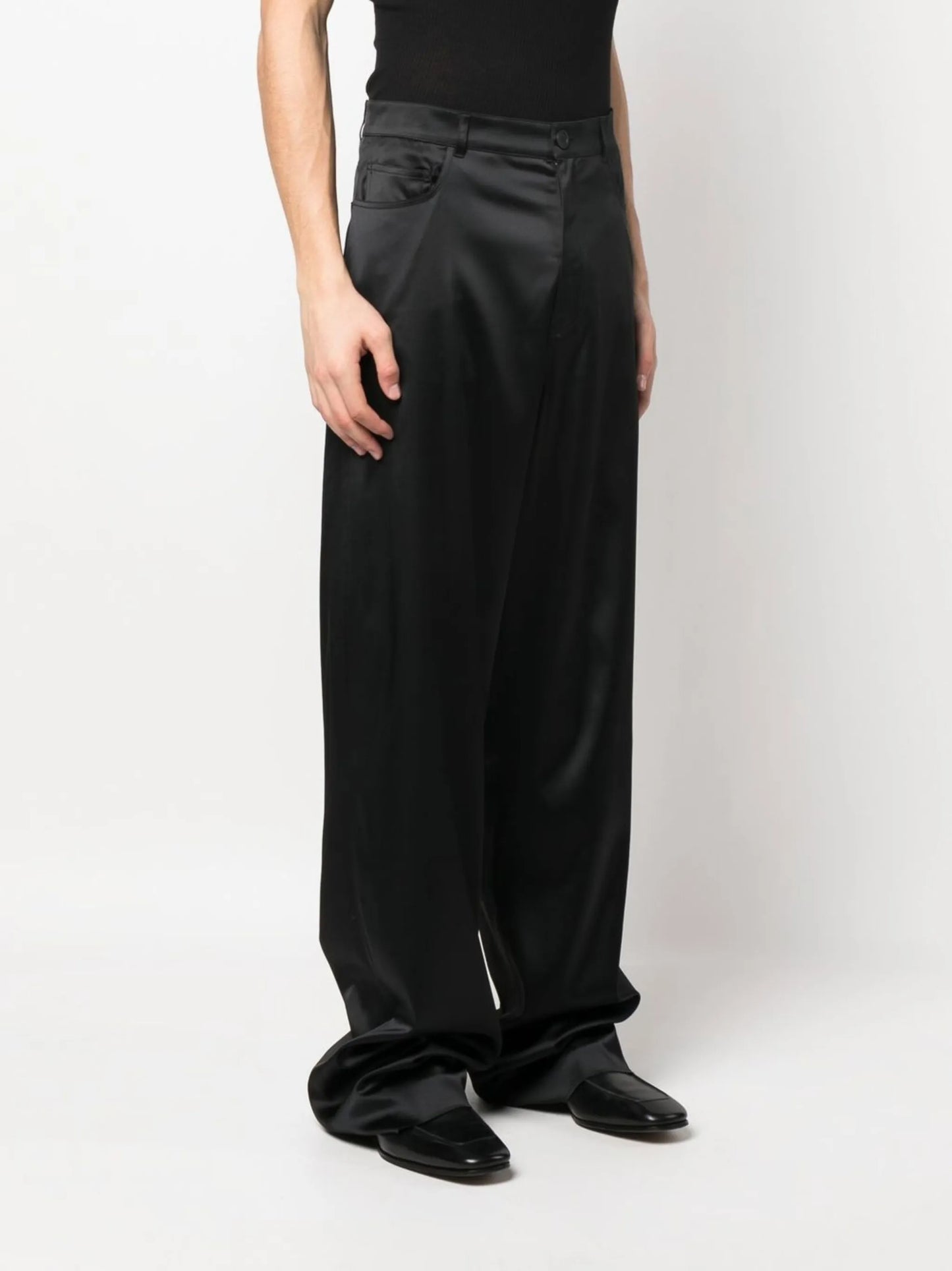 loose-cut stretch-satin trousers