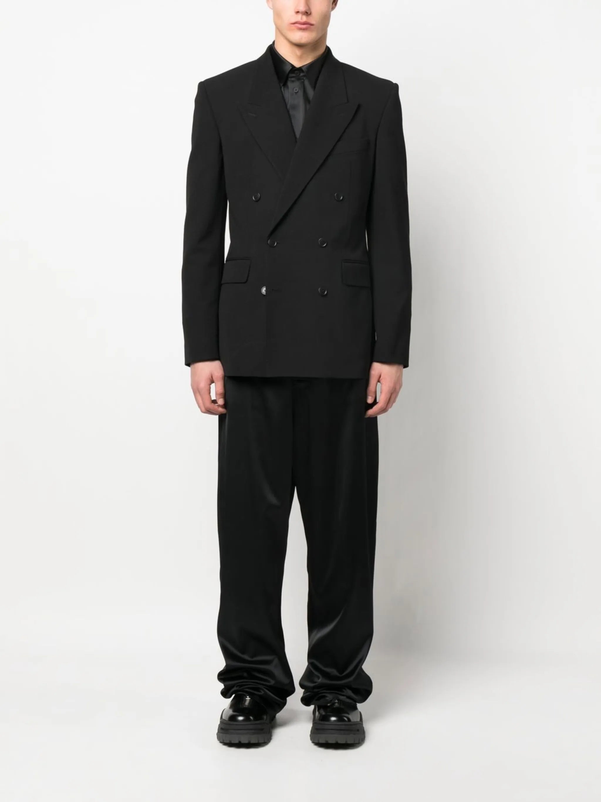 double-breasted peak-lapel blazer