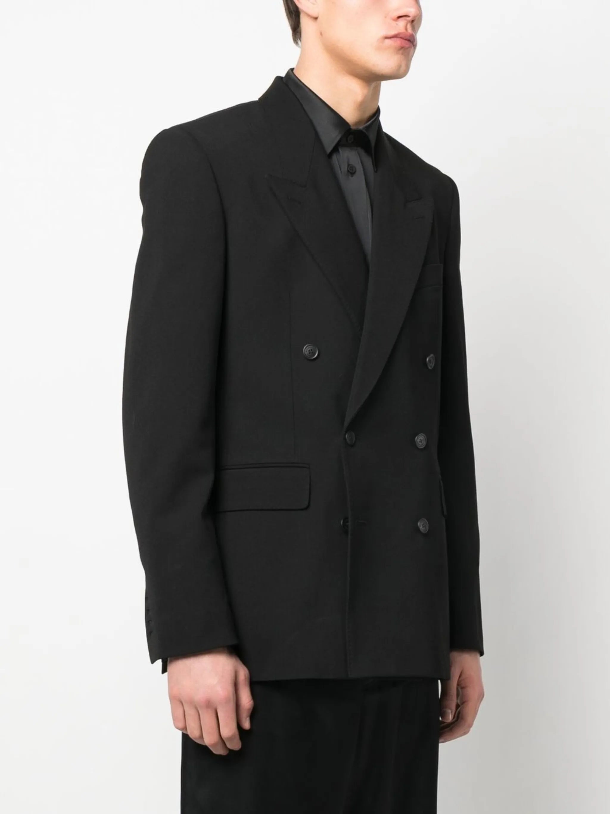 double-breasted peak-lapel blazer