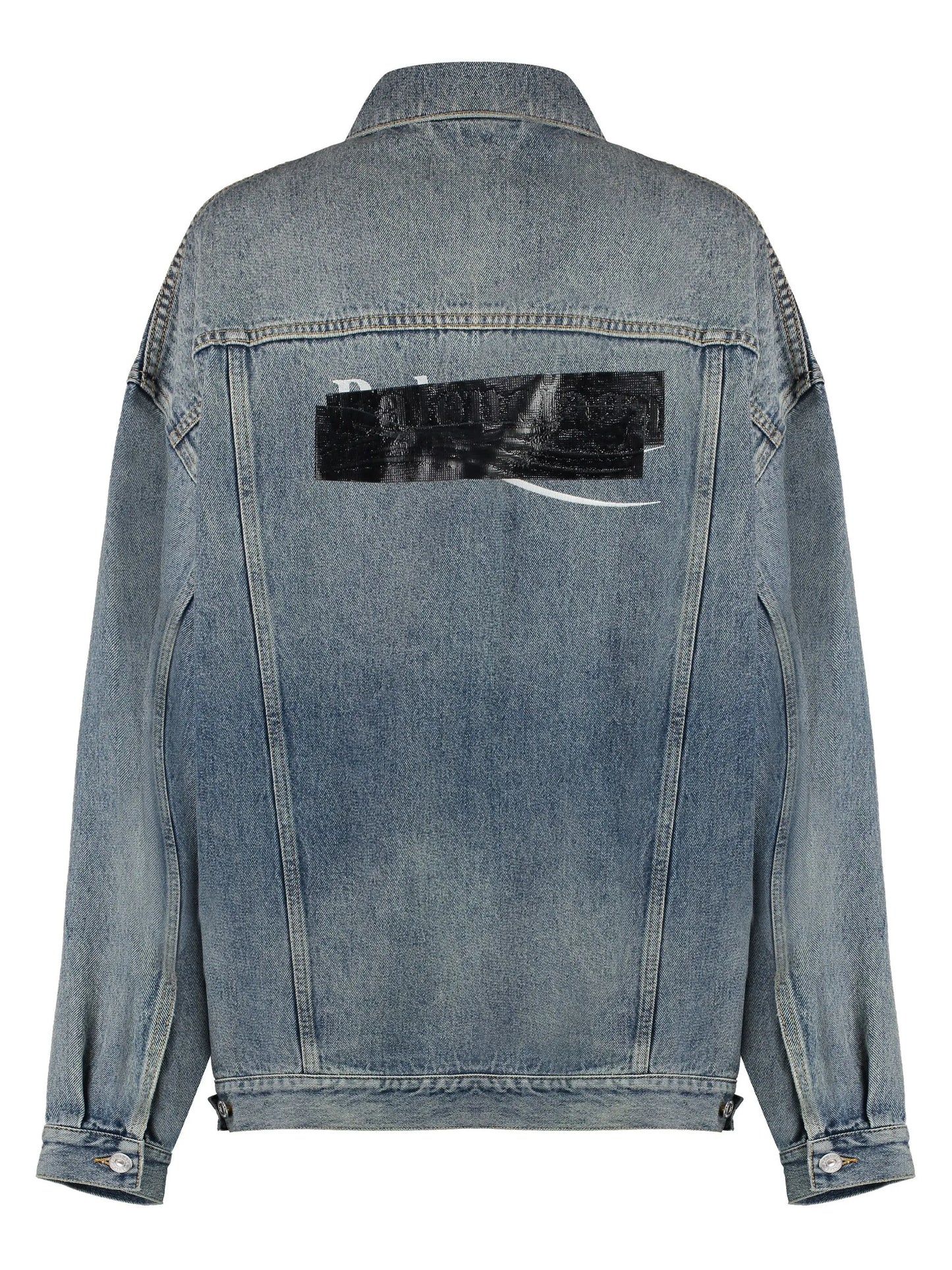 bleached-effect button-up denim jacket