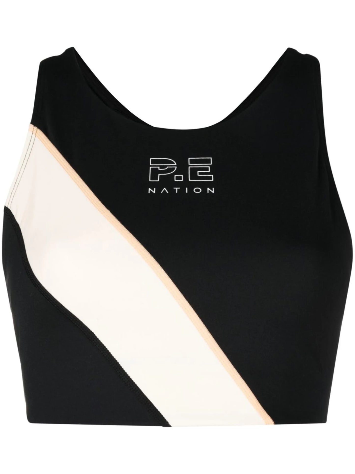 panelled logo-print sports bra