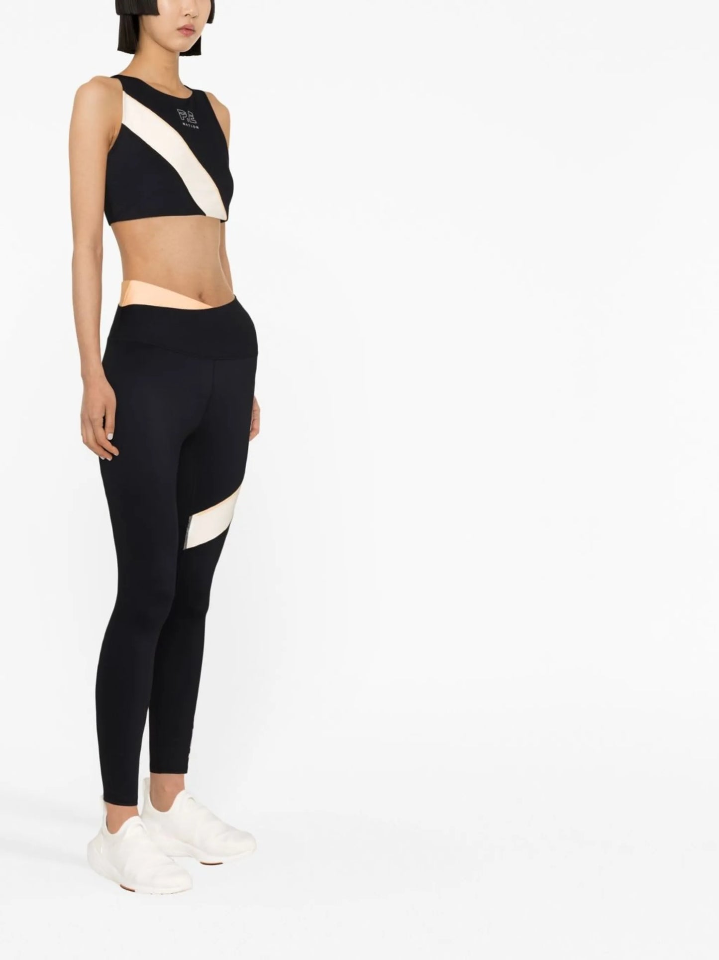 panelled logo-print sports bra