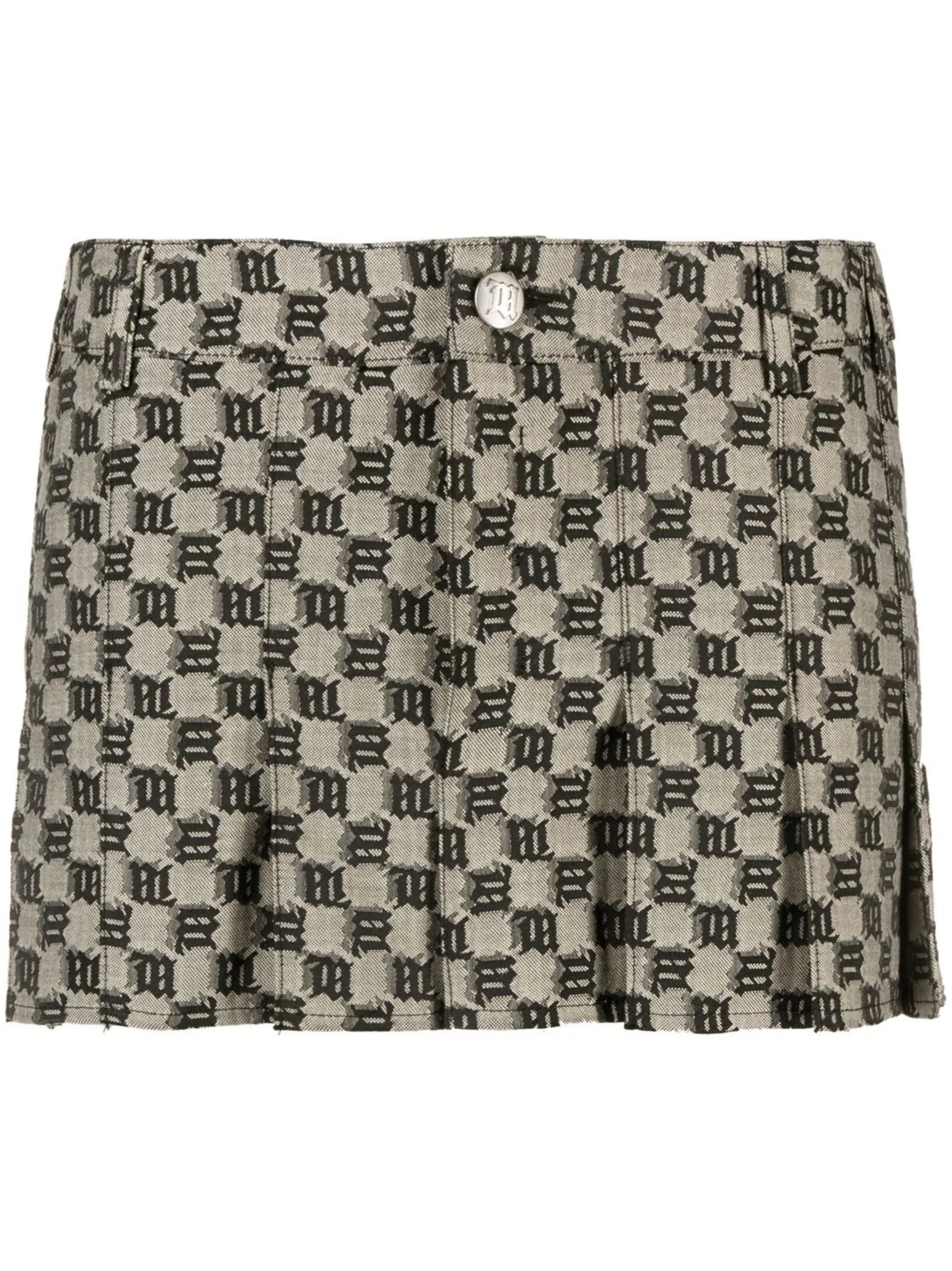 monogram-pattern pleated mini skirt