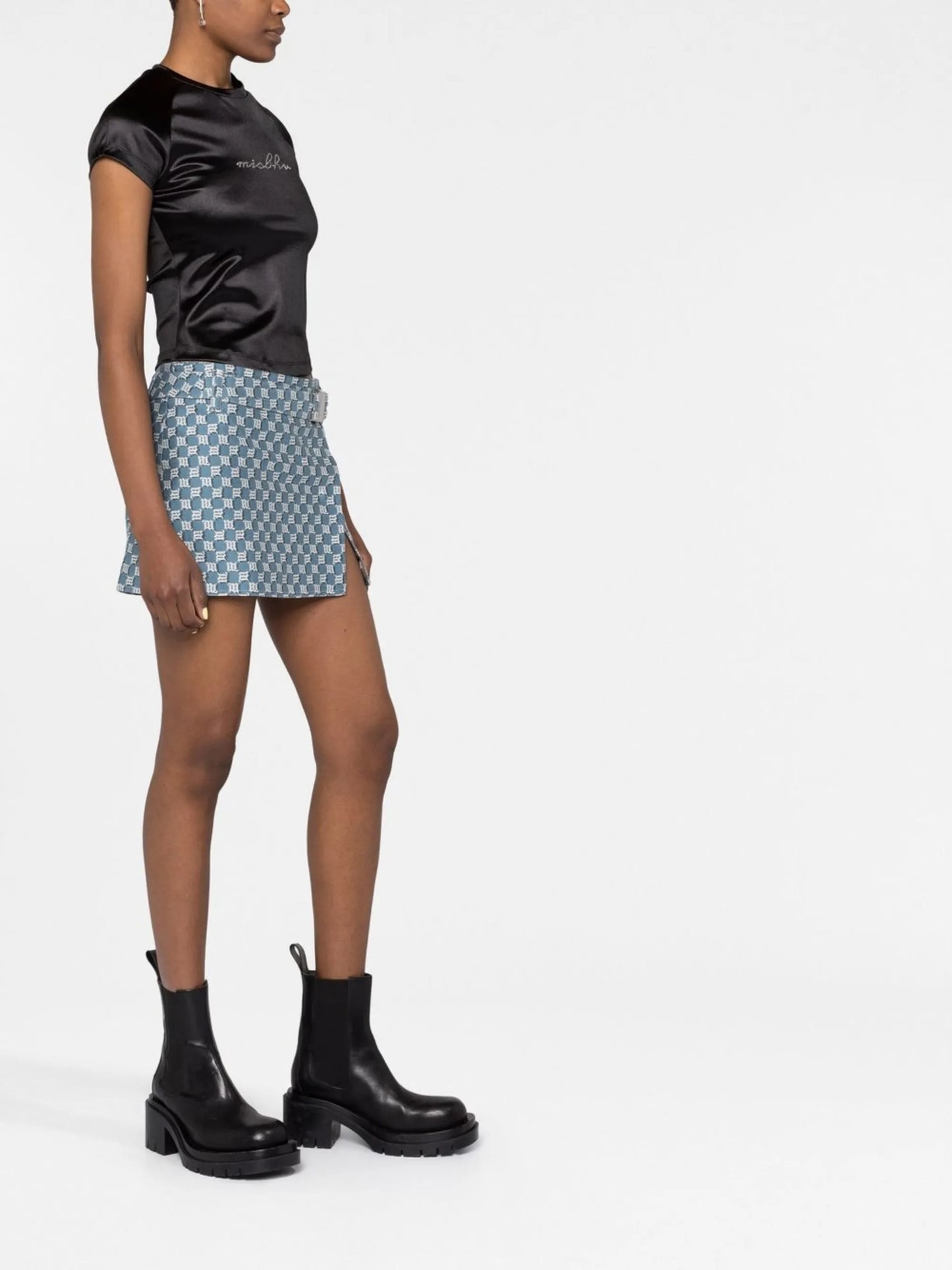 monogram jacquard mini skirt