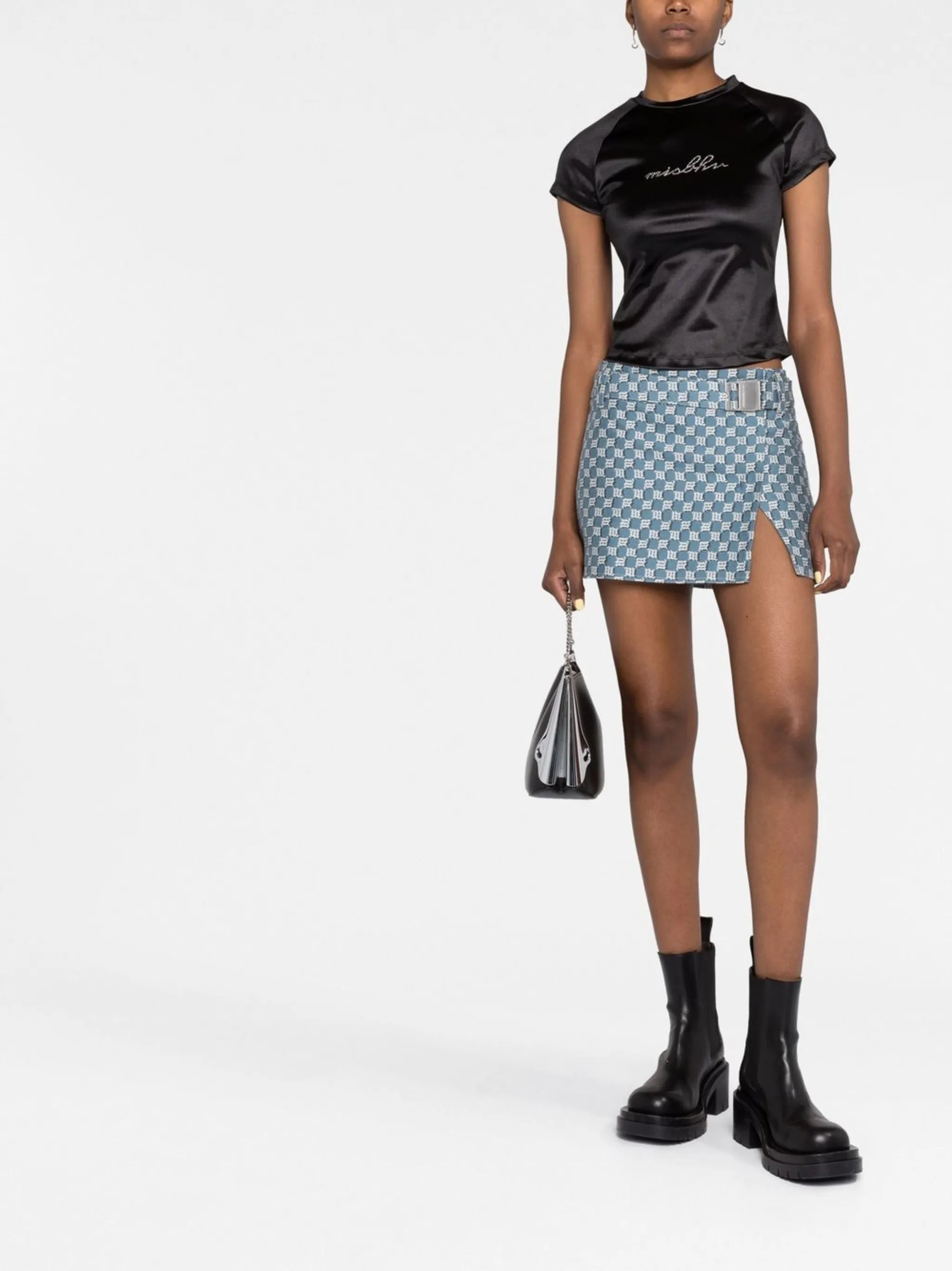 monogram jacquard mini skirt