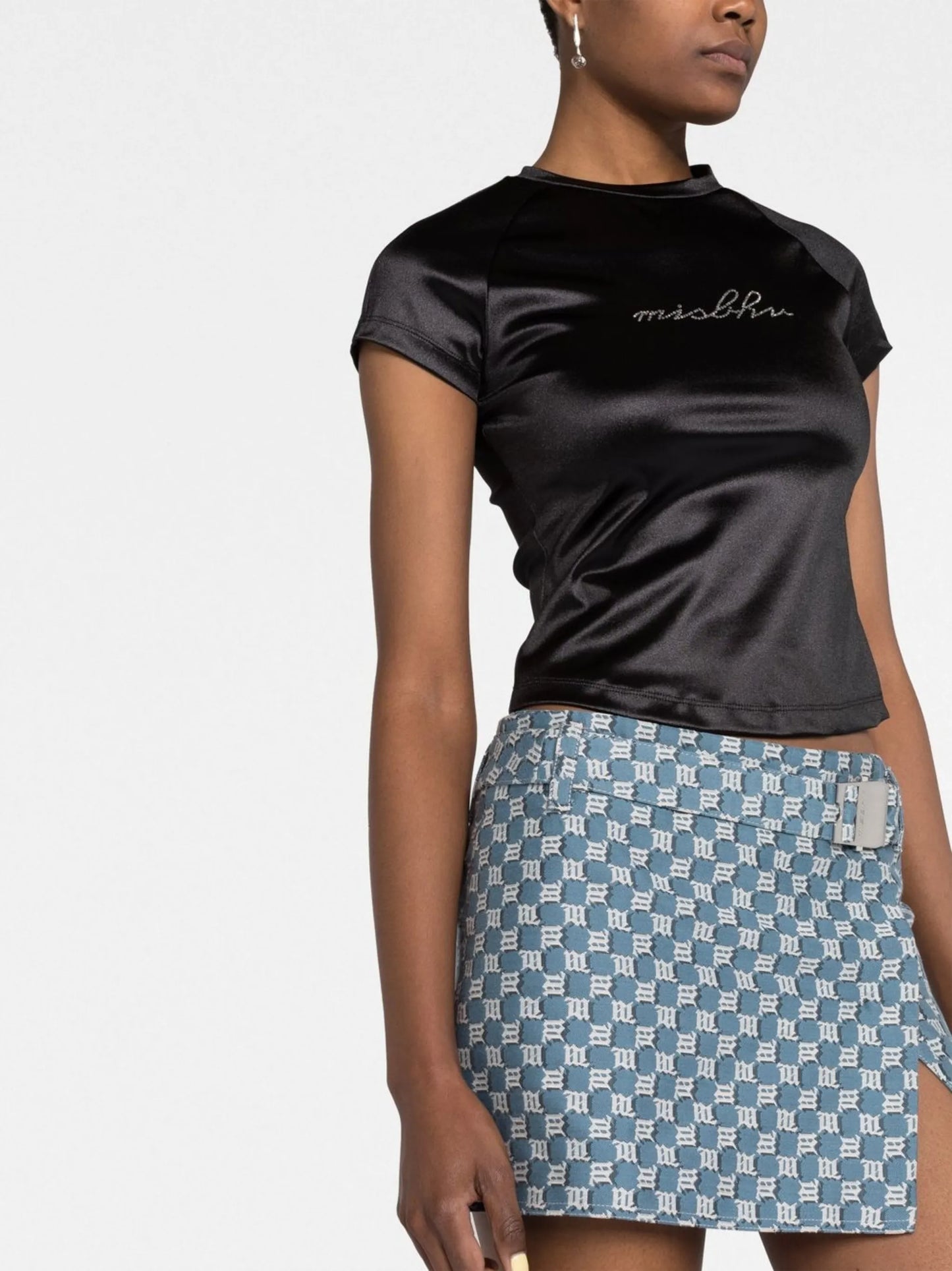 monogram jacquard mini skirt