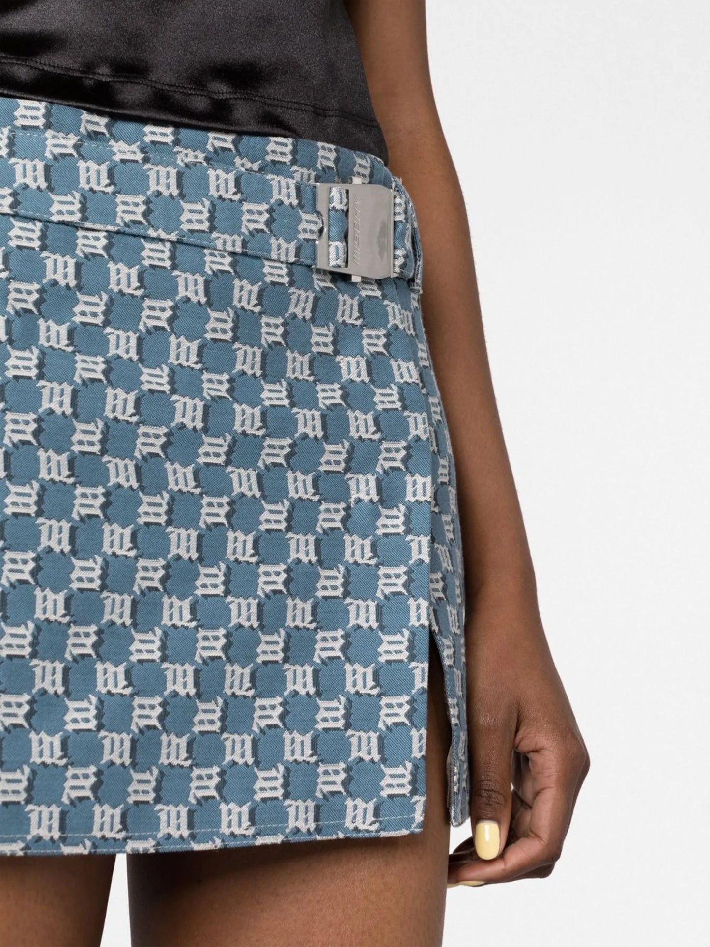 monogram jacquard mini skirt