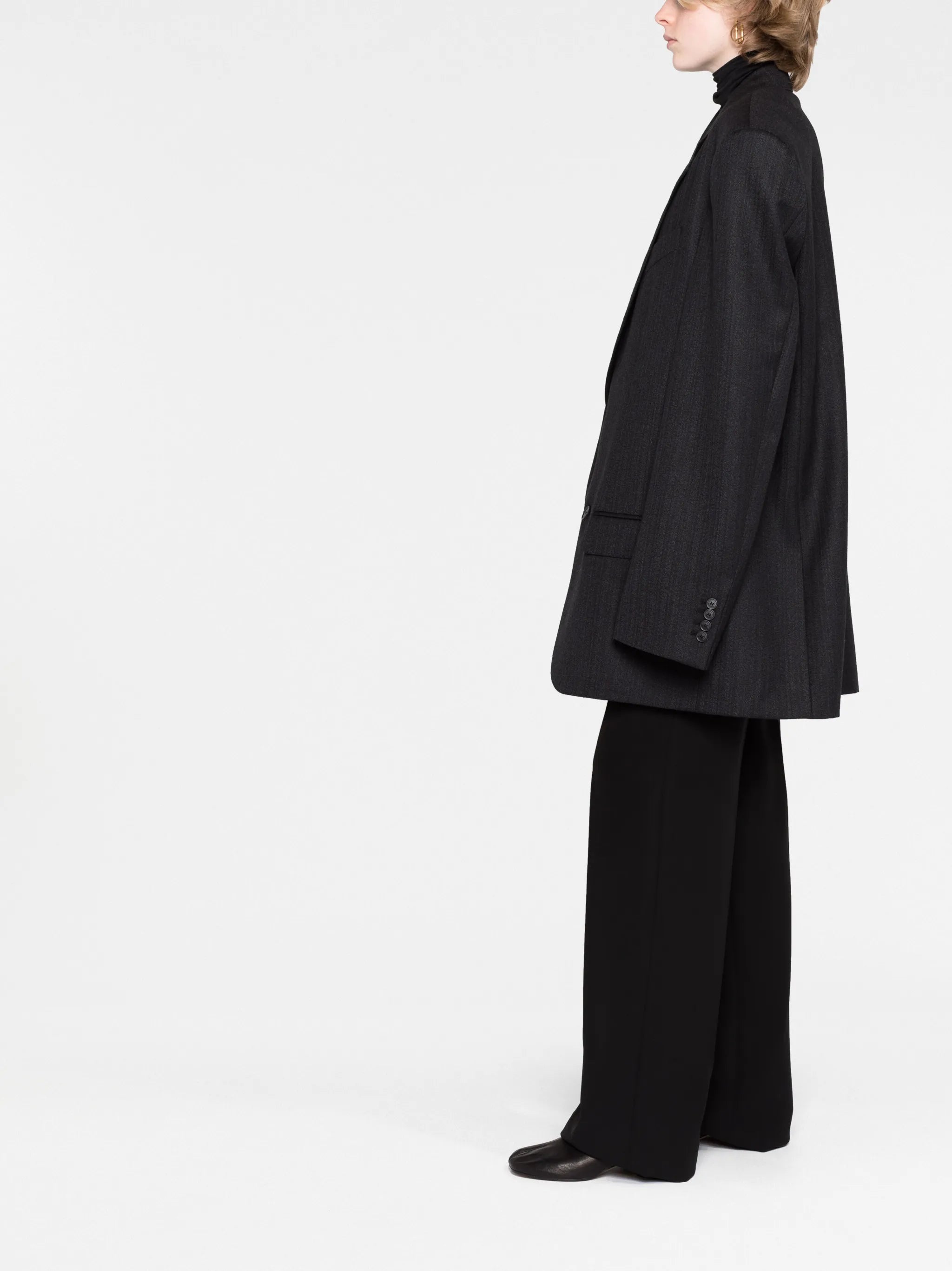 pinstripe single-breasted wool blazer