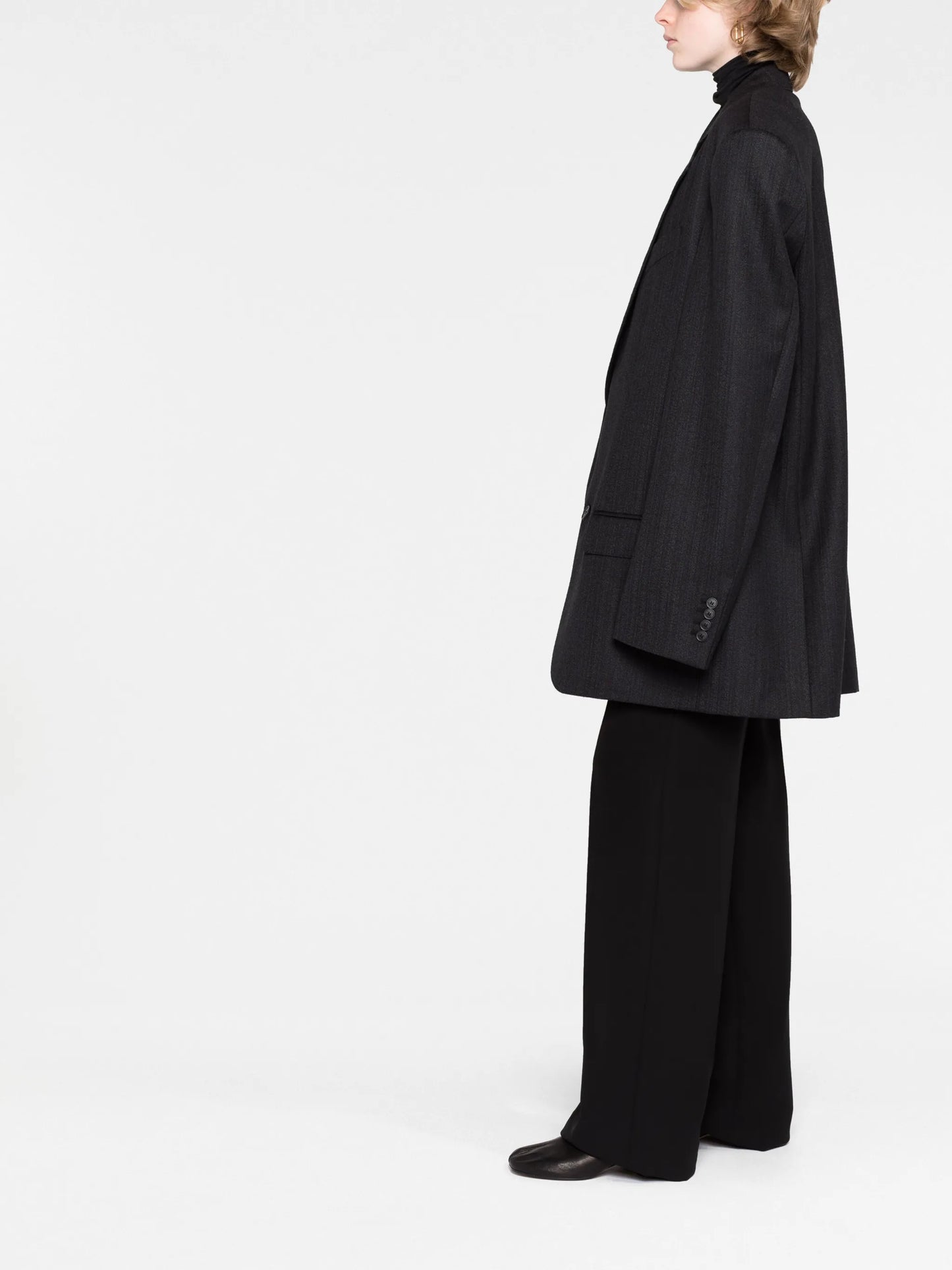 pinstripe single-breasted wool blazer