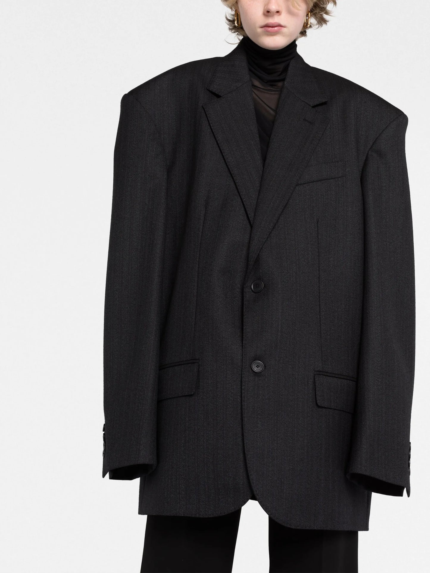 pinstripe single-breasted wool blazer