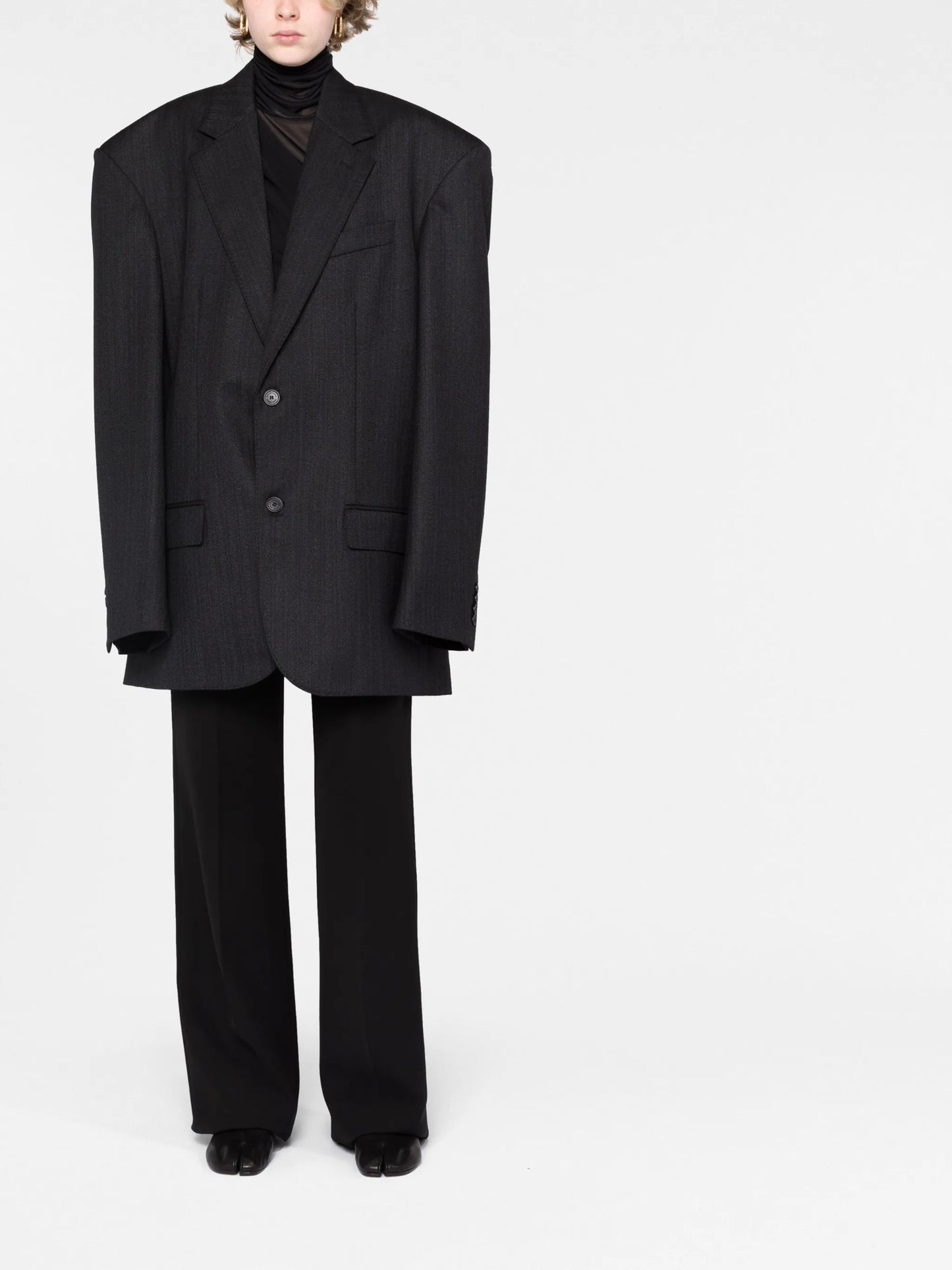 pinstripe single-breasted wool blazer