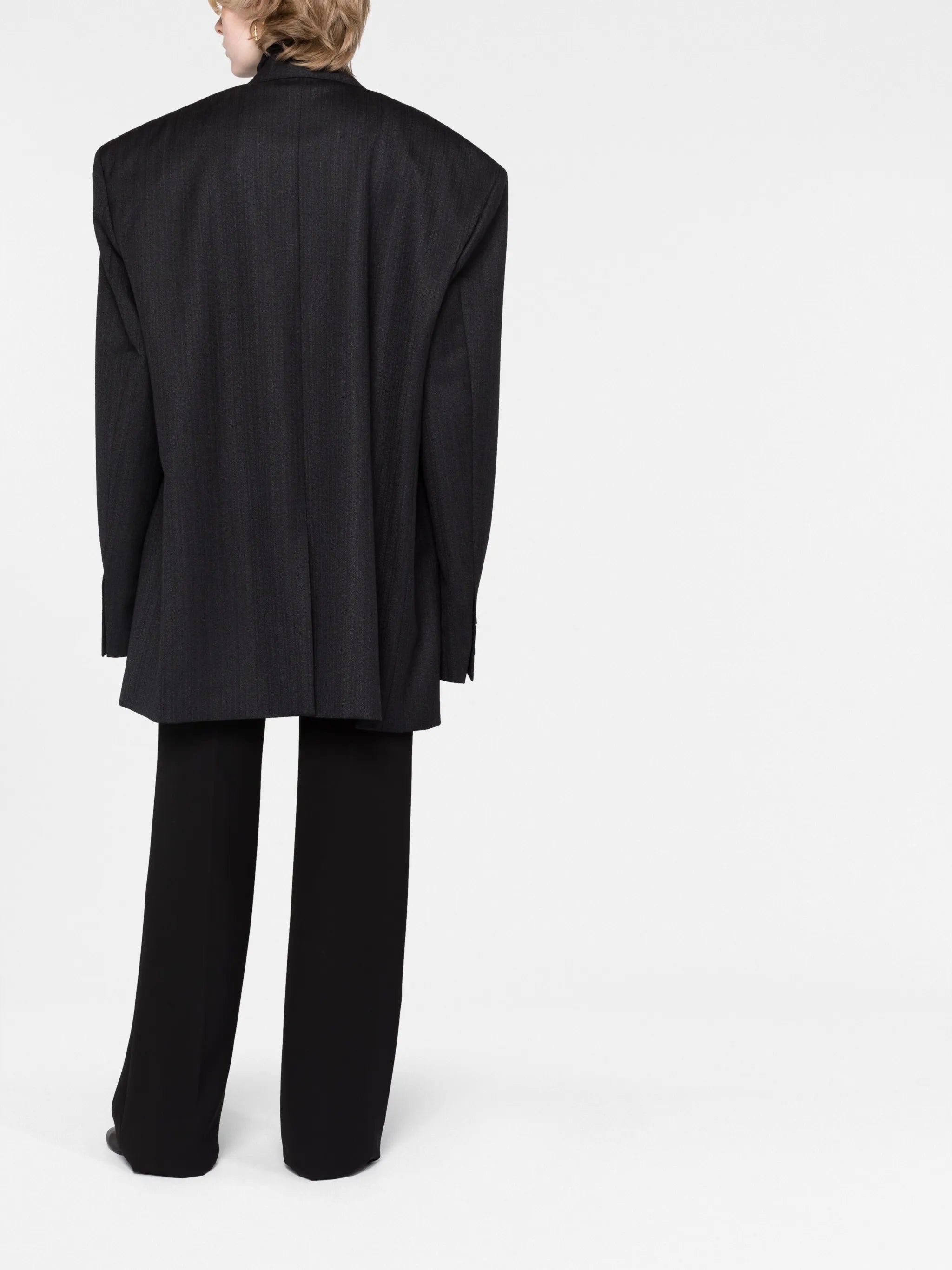 pinstripe single-breasted wool blazer