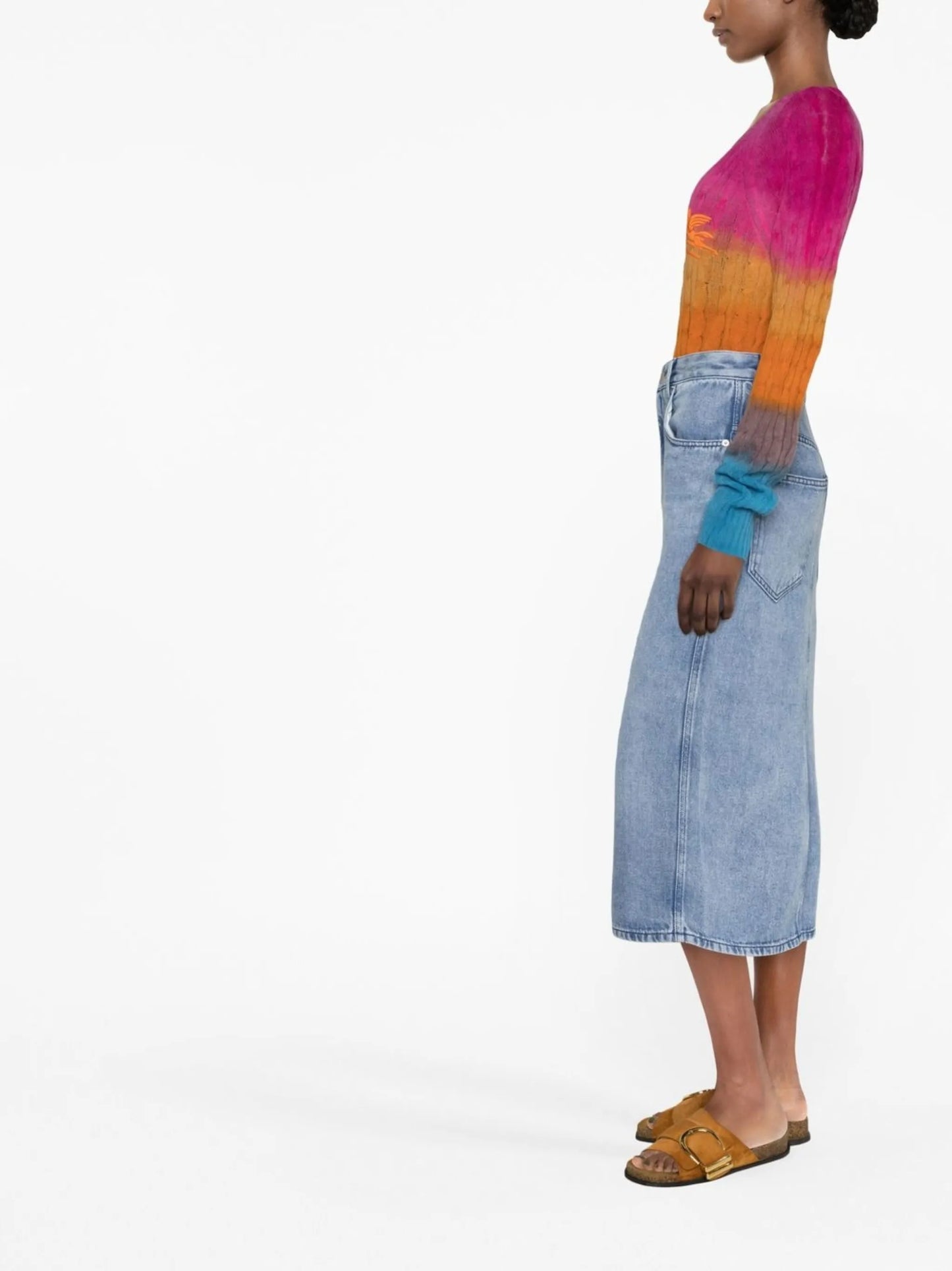 midi denim skirt