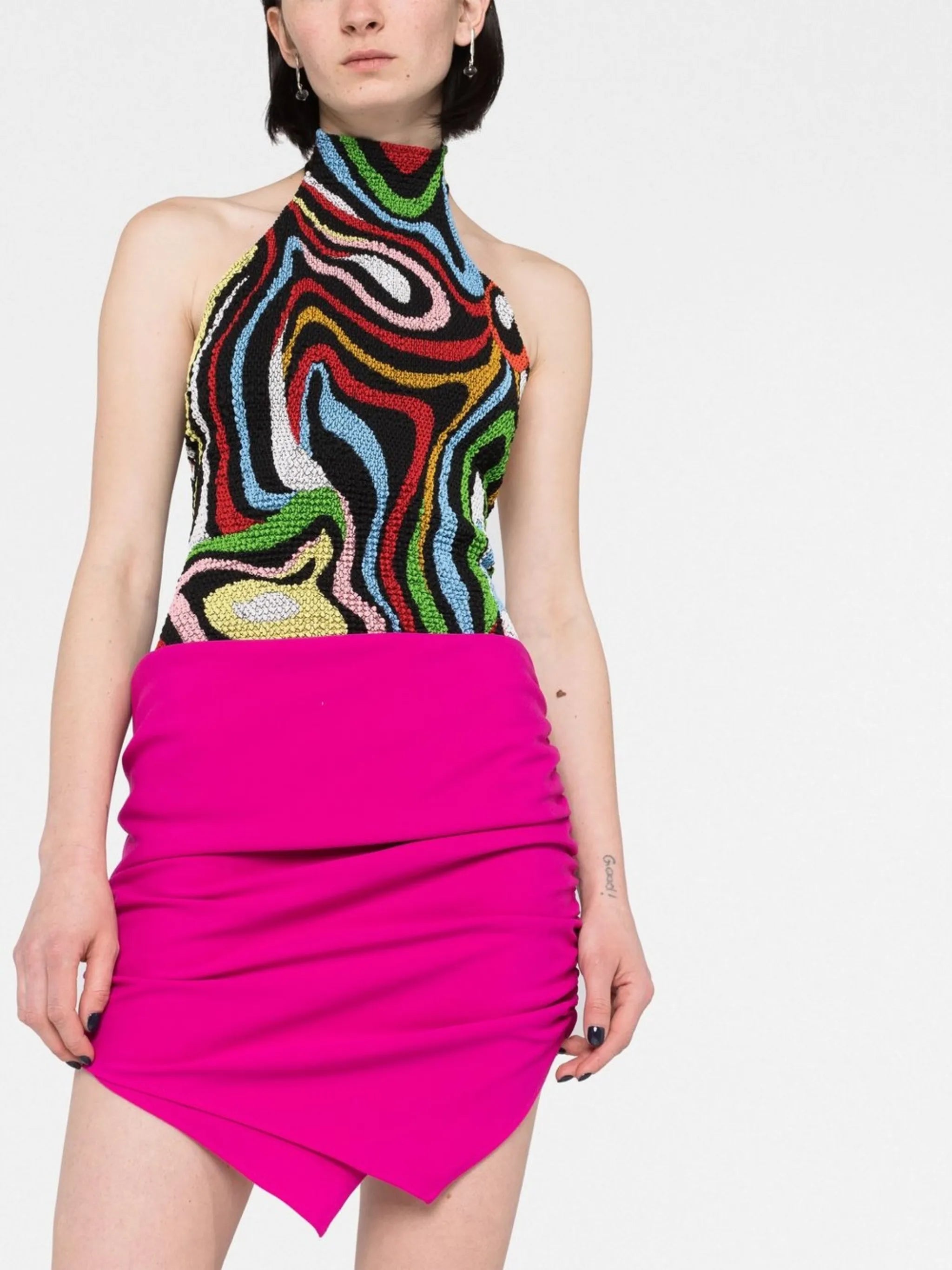 Hatty ruched asymmetric miniskirt