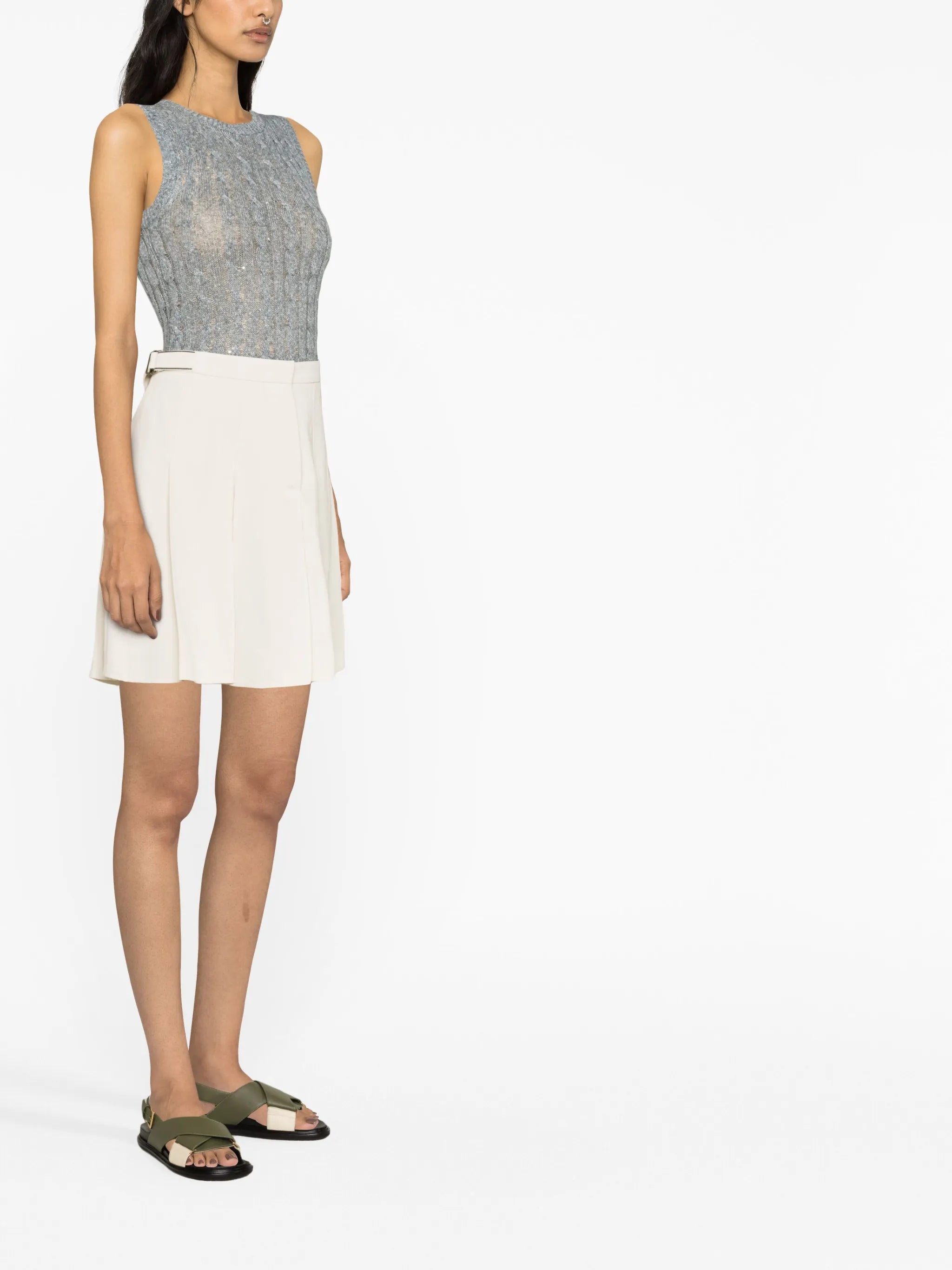 sequined cable-knit vest top